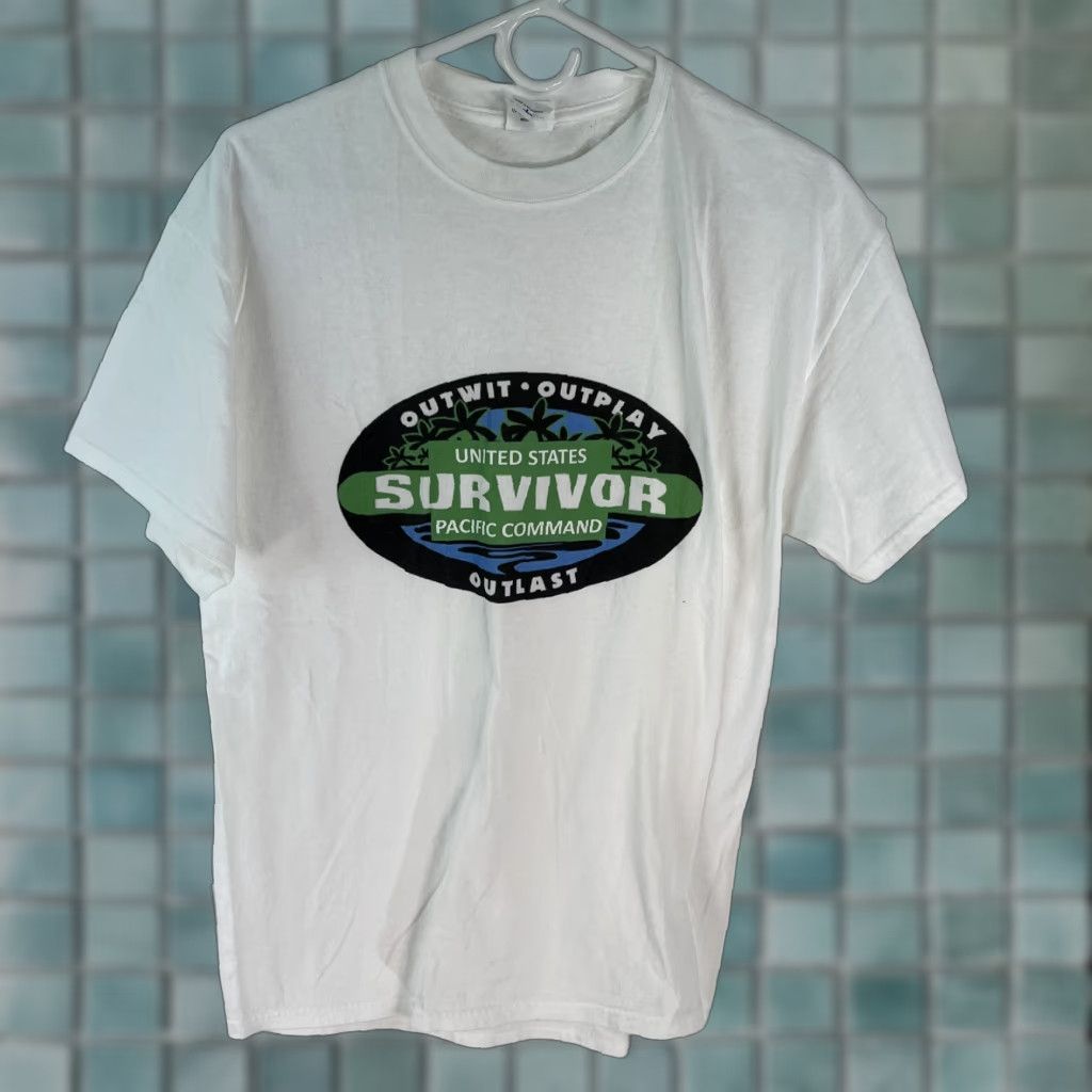 Anvil VINTAGE Outwit Outplay United States Survivor Pacific Command Outlast Anvil Mens Tee L Size US L / EU 52-54 / 3 - 1 Thumbnail