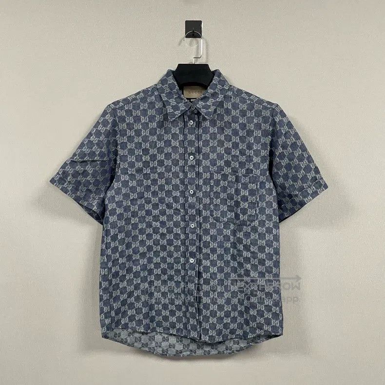 Gucci Gucci Blue full-printed old-fashioned short-sleeved shirt Size XS / US 0-2 / IT 36-38 - 1 Thumbnail