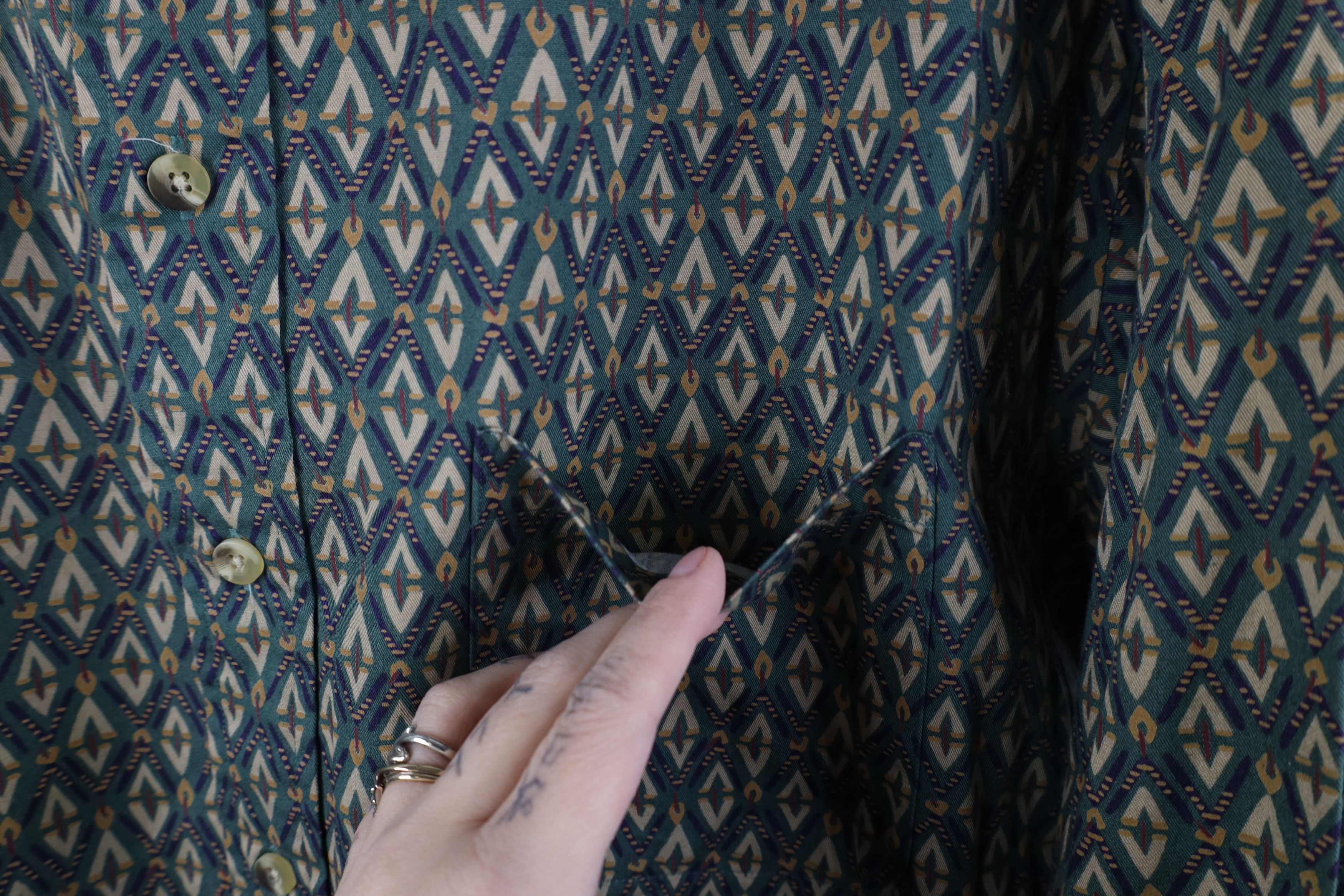 Vintage Vintage 90s Streetwear Collared Button Down Shirt Green Size US L / EU 52-54 / 3 - 7 Thumbnail