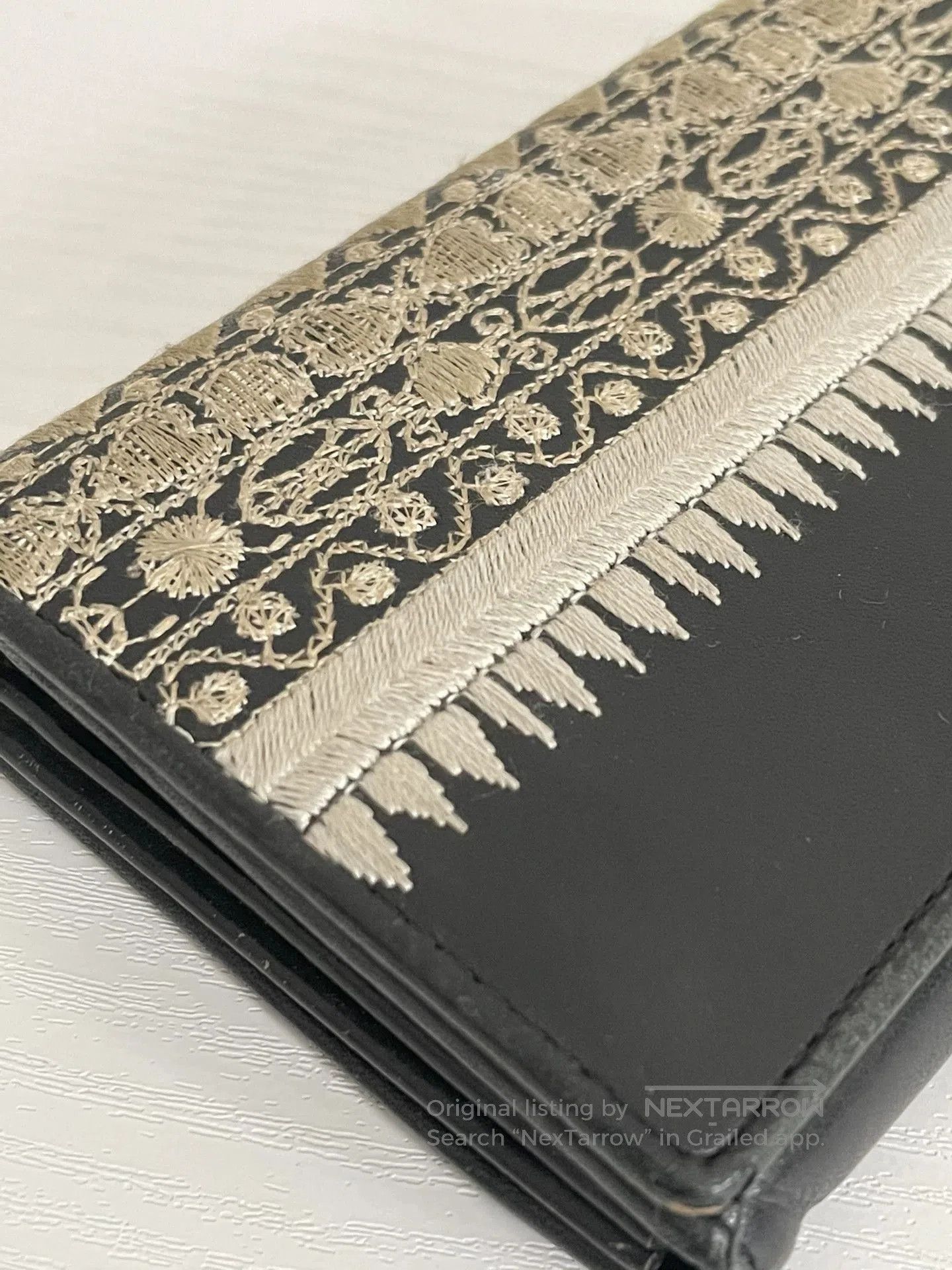 Jean Paul Gaultier Black Wallet with Embroidered Decorative Trim. Size ONE SIZE - 2 Thumbnail