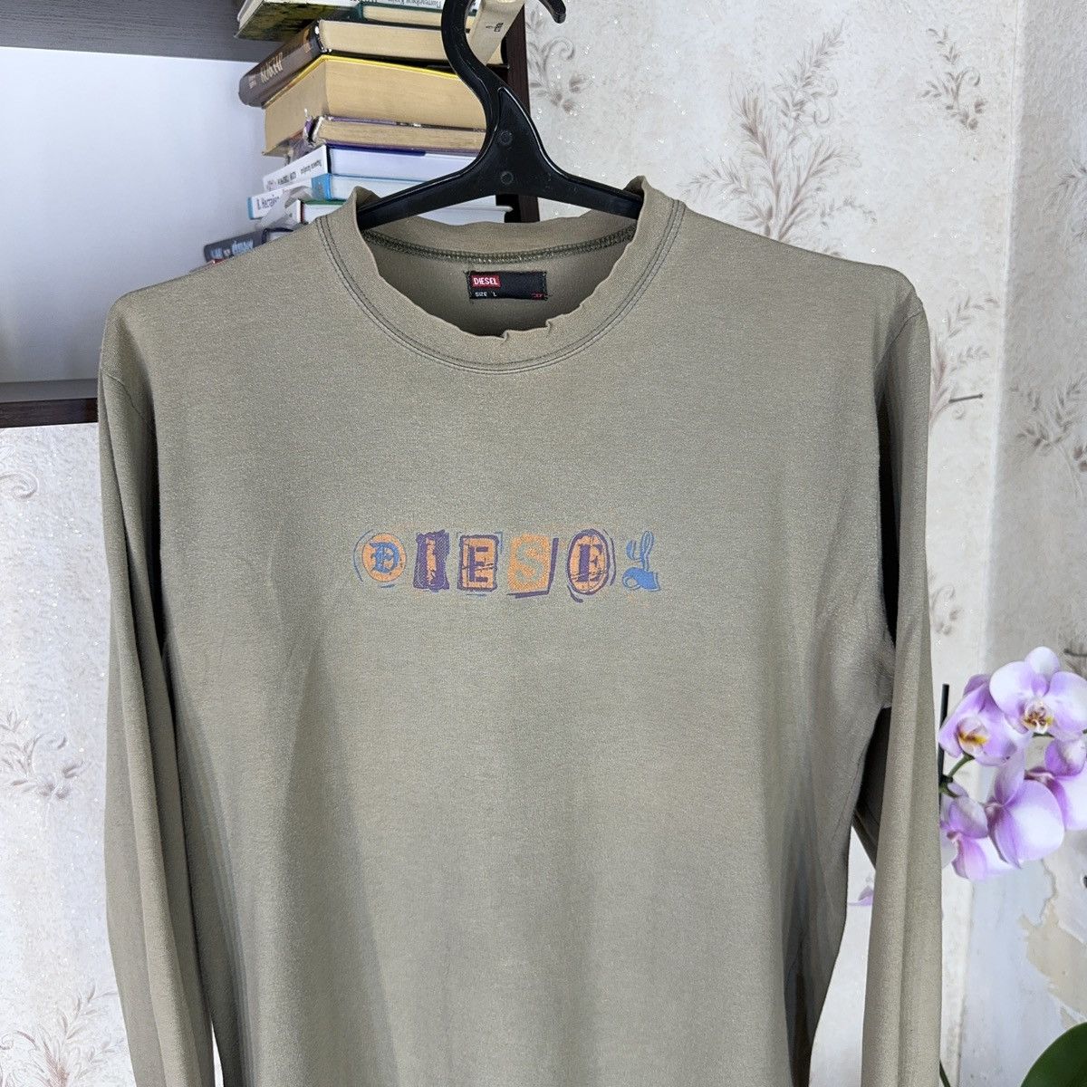 Diesel Vintage Diesel Longsleeve Archive Centre Khaki Avant Garde Size US L / EU 52-54 / 3 - 9 Thumbnail