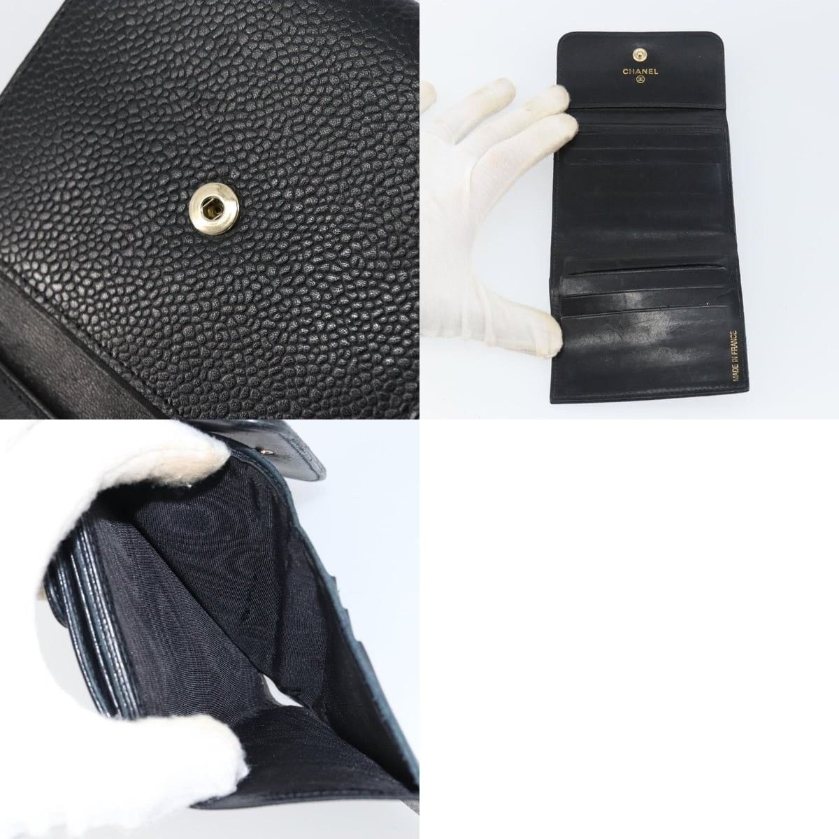 Chanel Chanel Wallet Caviar Skin Black Gold CC Size ONE SIZE - 7 Thumbnail