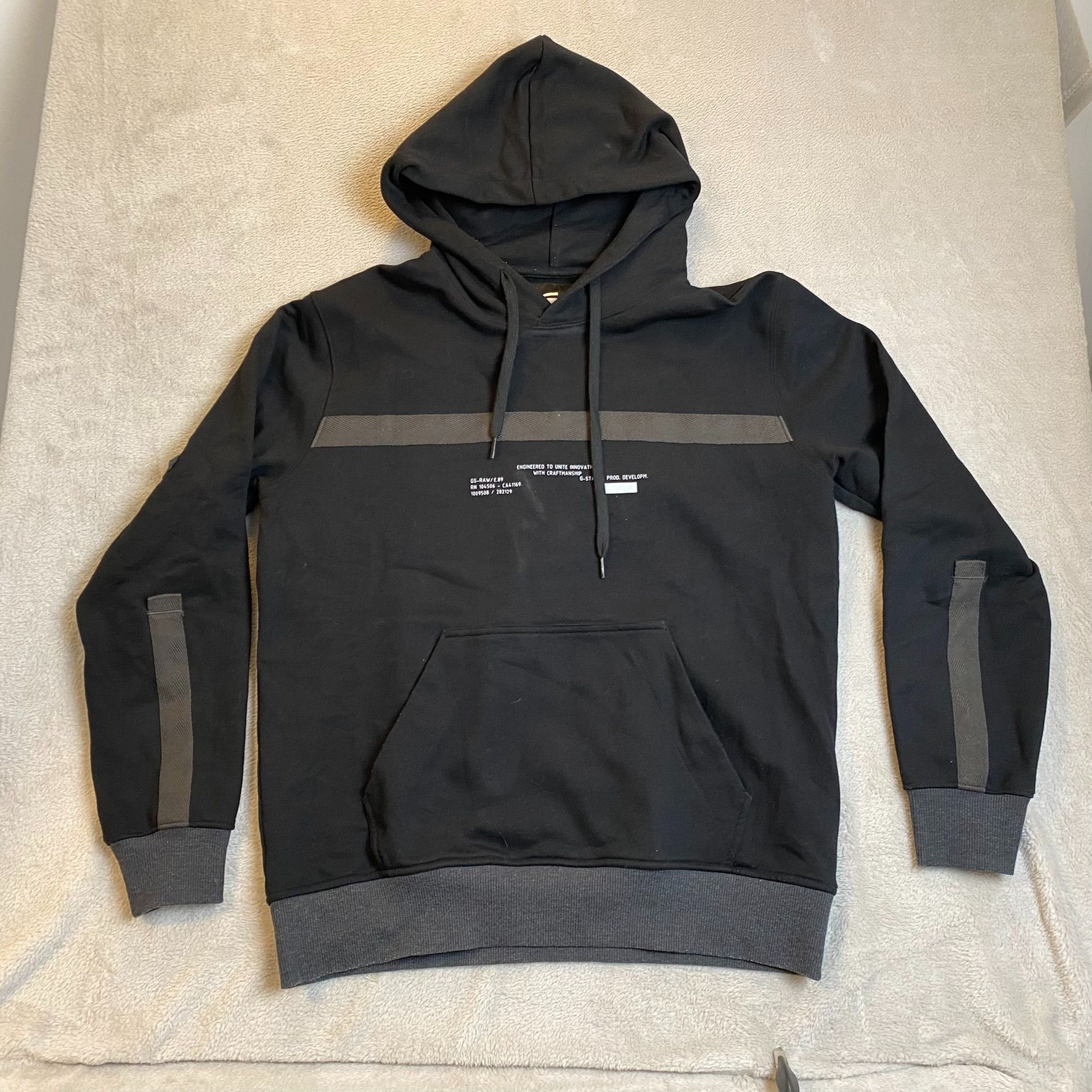 G-Star G-Star Raw Mens Black Hoodie Large With Grey Stripes & Text Size US L / EU 52-54 / 3 - 2 Thumbnail