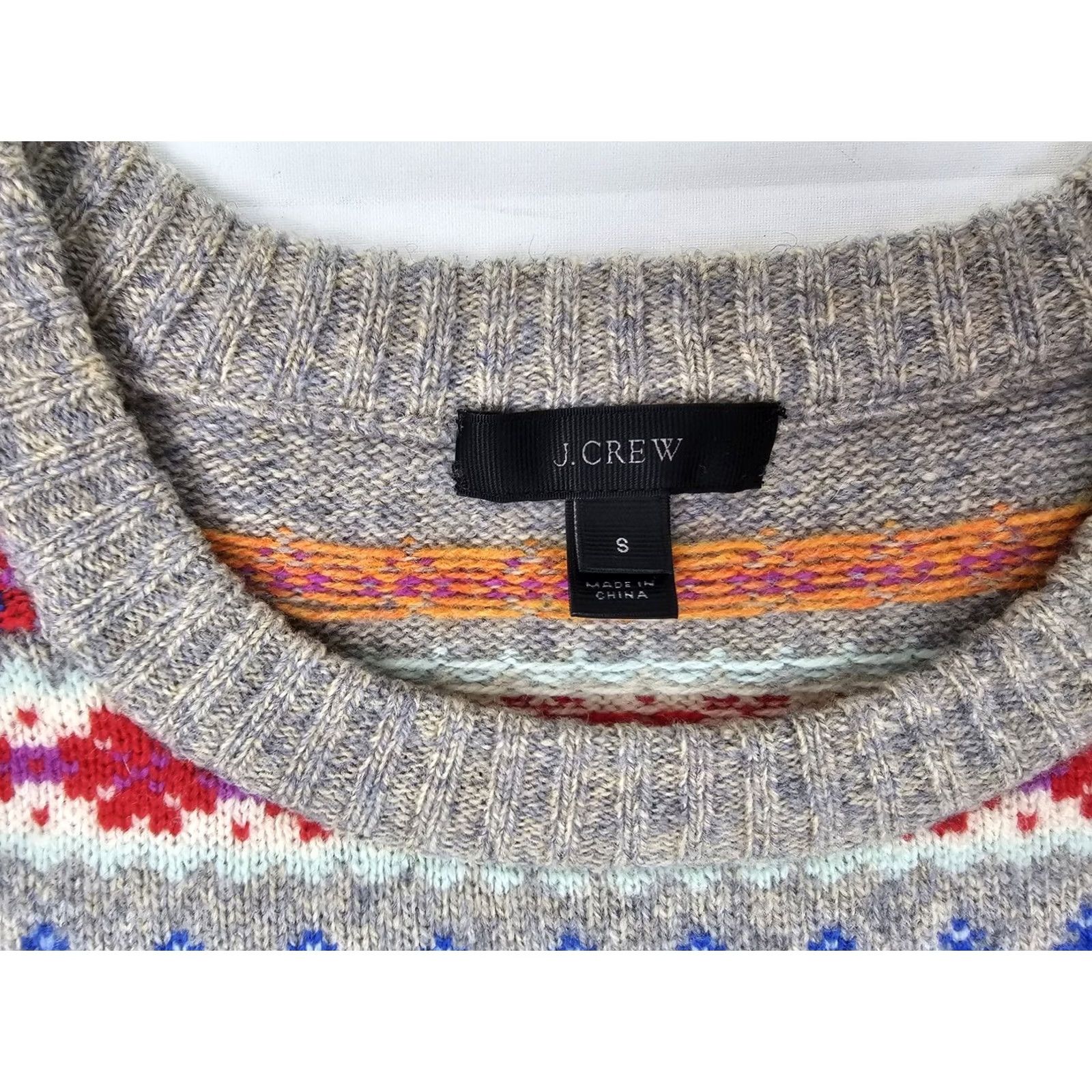 J.Crew J.CREW Holly Fair Isle Nordic 100% Wool Crew Neck Sweater Women S Multicolor Size S / US 4 / IT 40 - 7 Thumbnail
