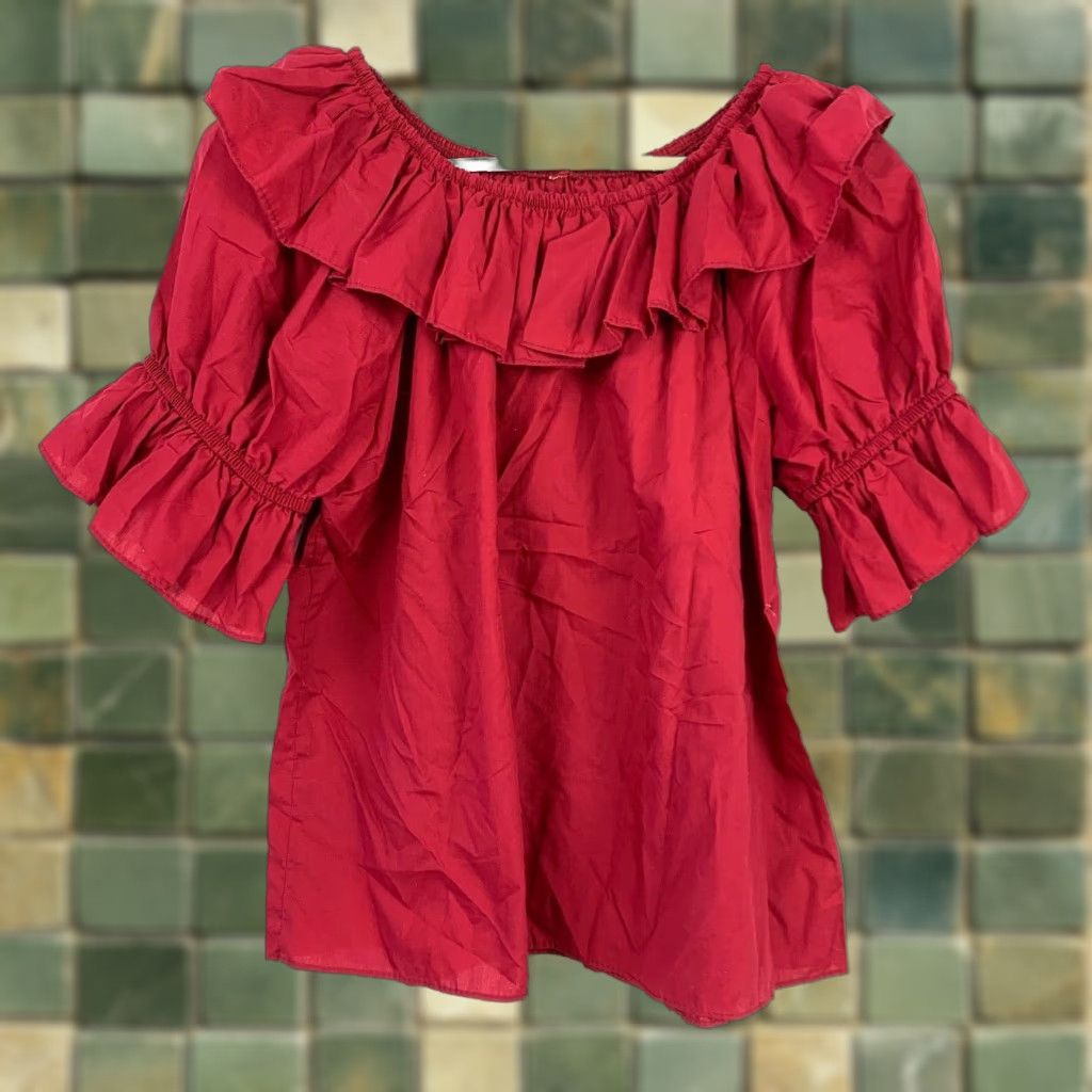 Vintage VINTAGE Square Up Fashions Red Lace Dancing Lyrical Cottagecore Shirt M 1980s Cotton Blend Size M / US 6-8 / IT 42-44 - 1 Thumbnail