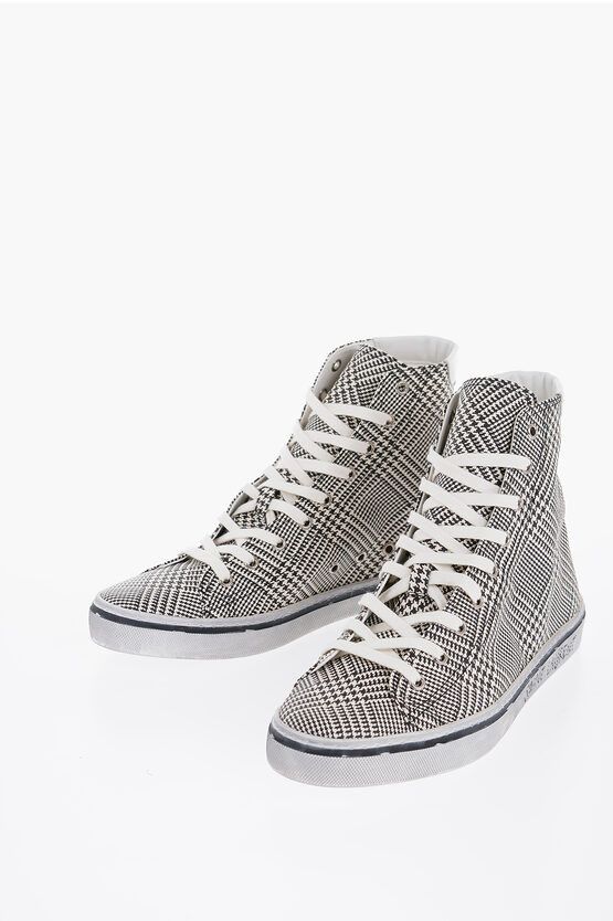 High-top MALIBU Sneakers with Houndstooth Print
