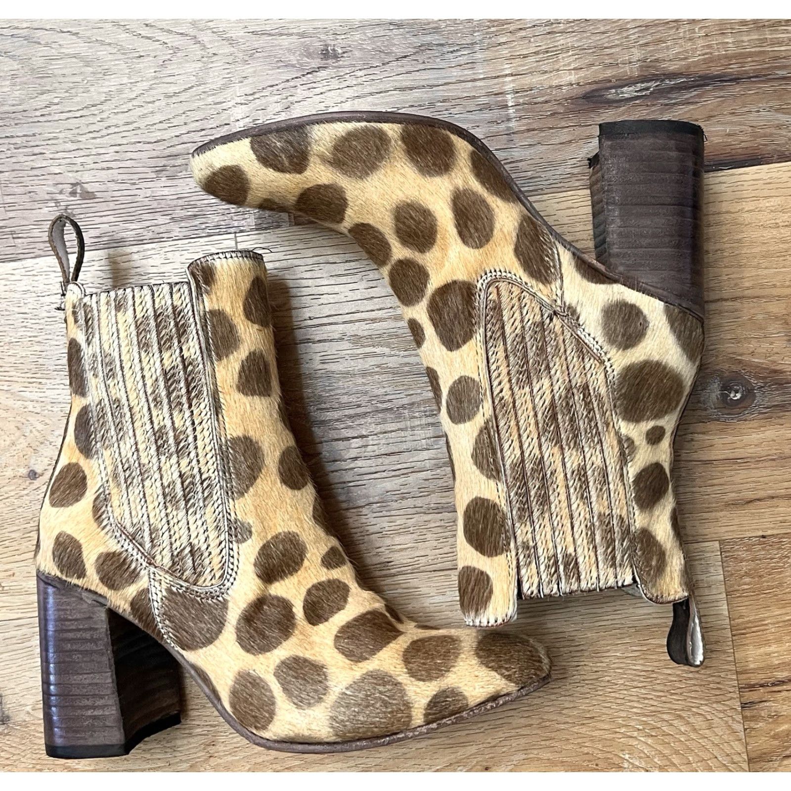 FREEBIRD Freebird Janelle Leopard Print Booties Bootie Women Leather Ankle Boots 7 Brown Zip Size US 7 / IT 37 - 4 Thumbnail