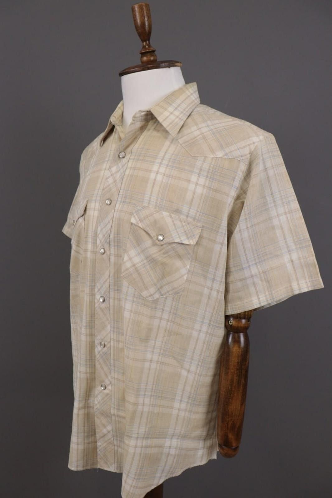 Wrangler Vintage Wrangler Beige Check Snap Western Shirt Size 17 Size US M / EU 48-50 / 2 - 9 Thumbnail