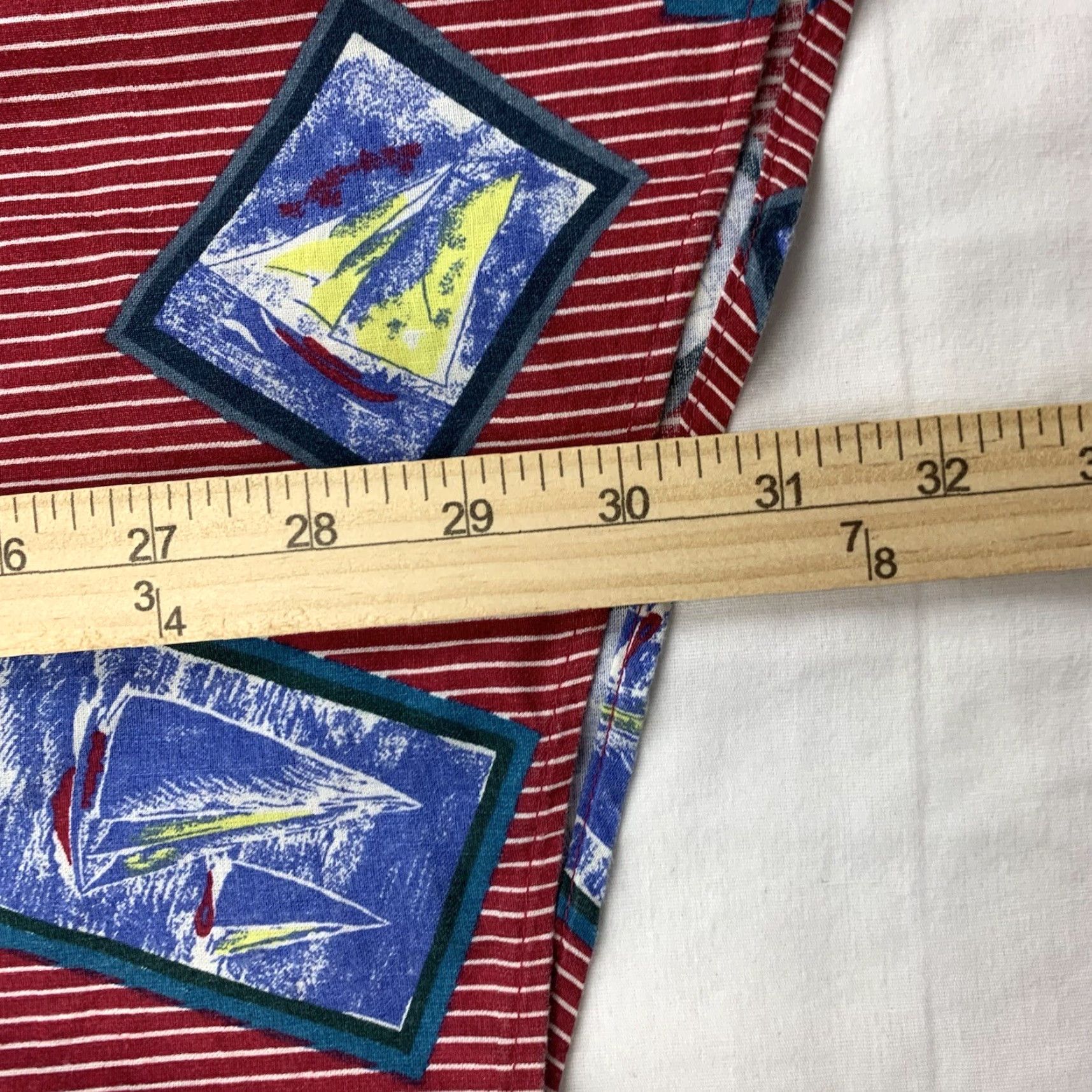 Savane VINTAGE Savane Button-Up Shirt Men Adult Medium Red Sail Boat Print Nautical 90s USA Navy? Size US M / EU 48-50 / 2 - 7 Thumbnail
