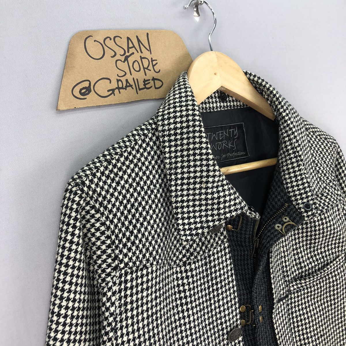 Japanese Brand Vintage 90’s Twenty Works Clasp Houndstooth Jacket Size US M / EU 48-50 / 2 - 2 Thumbnail