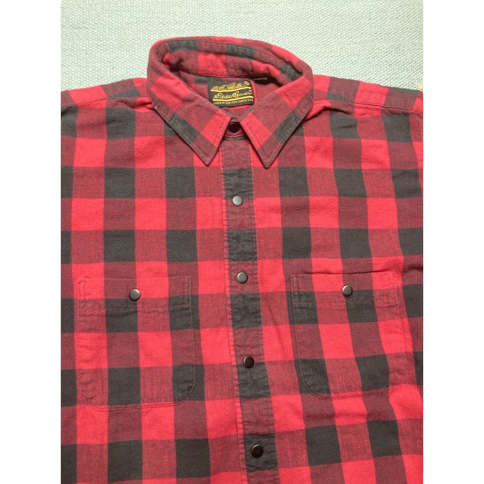 Eddie Bauer VINTAGE Eddie Bauer Shirt Plaid Flannel Buffalo USA XL Snap Front Long Sleeve Cotton Button-Up Mens Size US XL / EU 56 / 4 - 2 Thumbnail