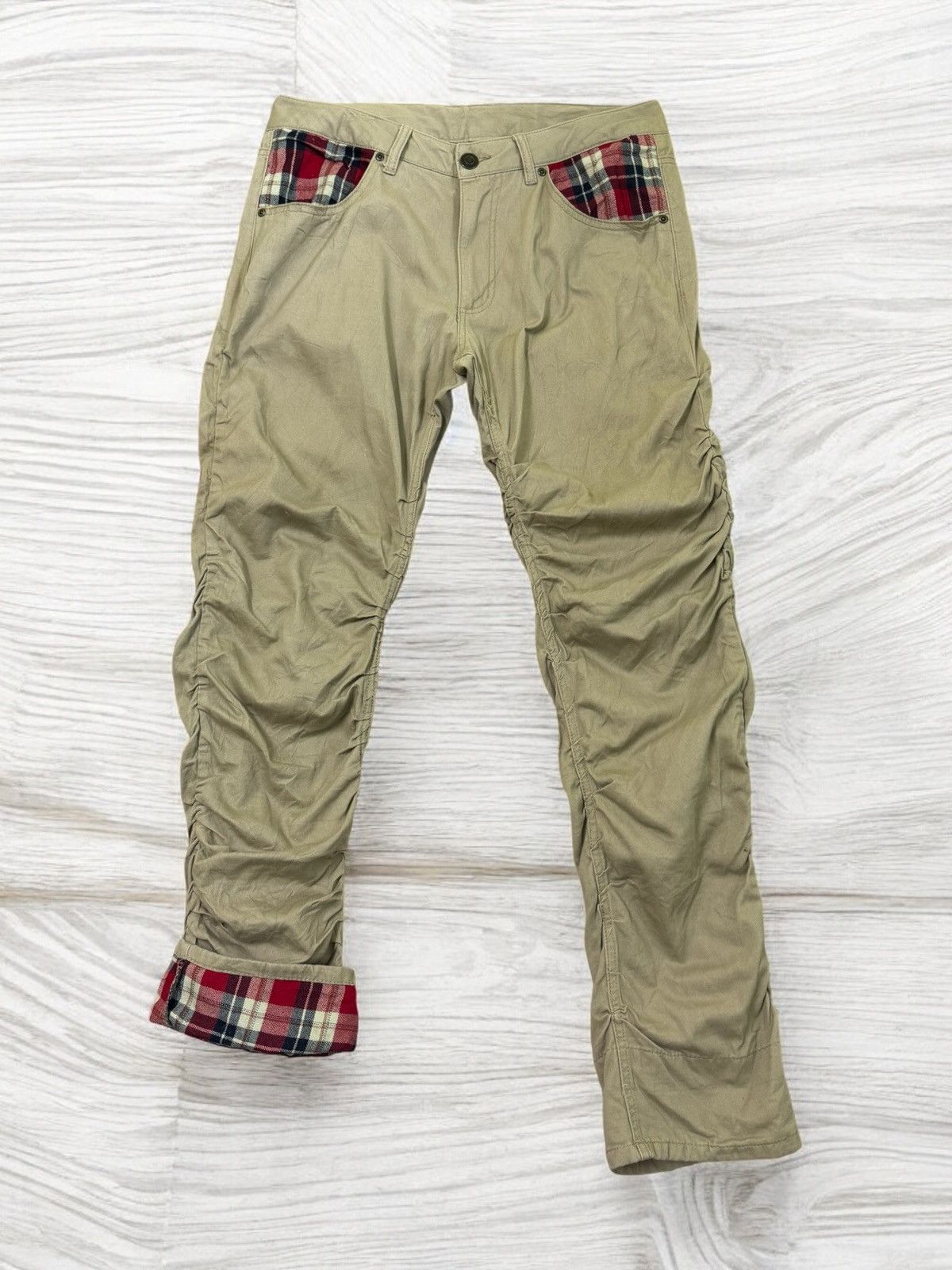 Japanese Brand Stacked Pant Plaid Tartan Distressed pant Size US 32 / EU 48 - 1 Thumbnail