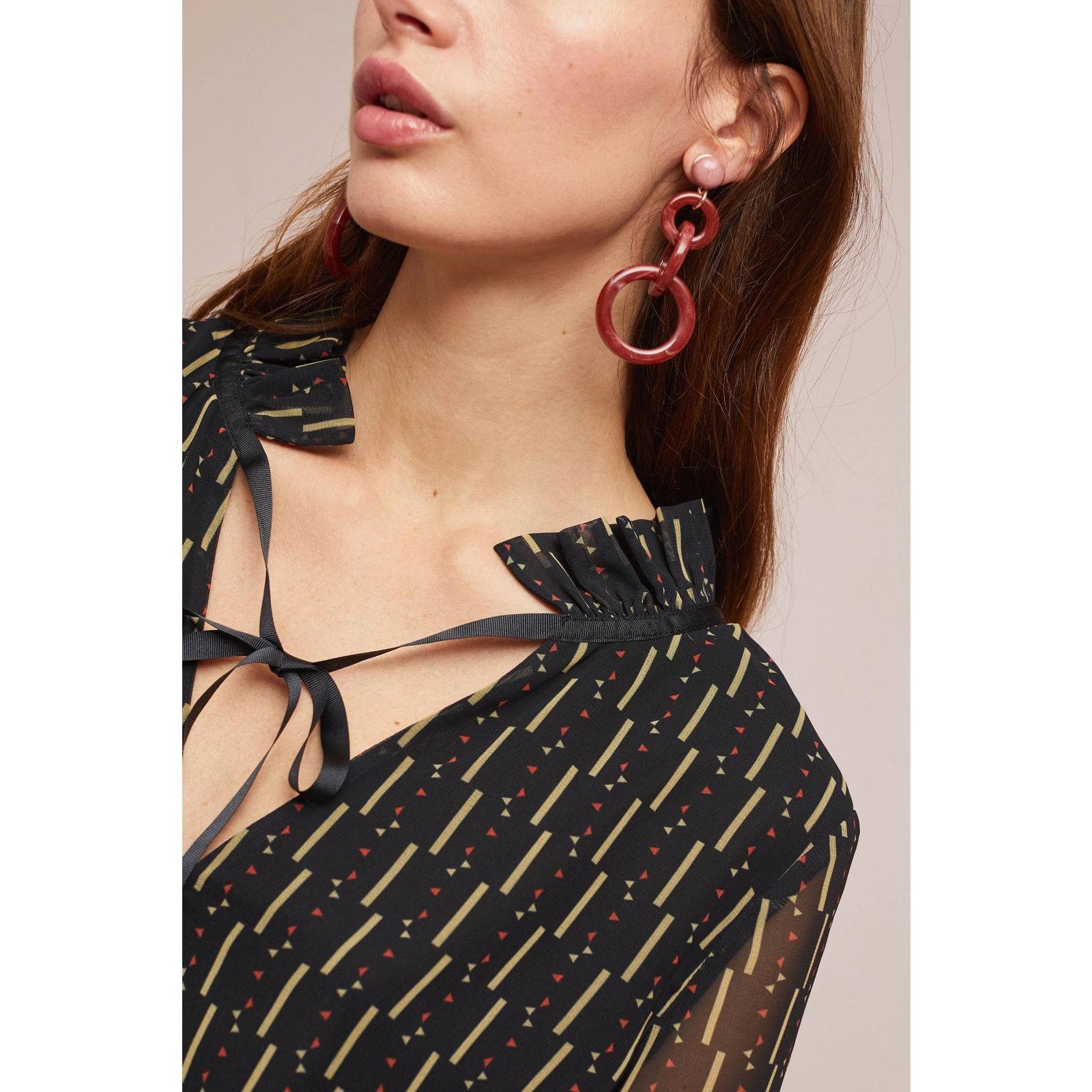 Anthropologie New Anthropologie Kiara Blouse by Laia $148 BLACK Small Geo Size S / US 4 / IT 40 - 3 Thumbnail
