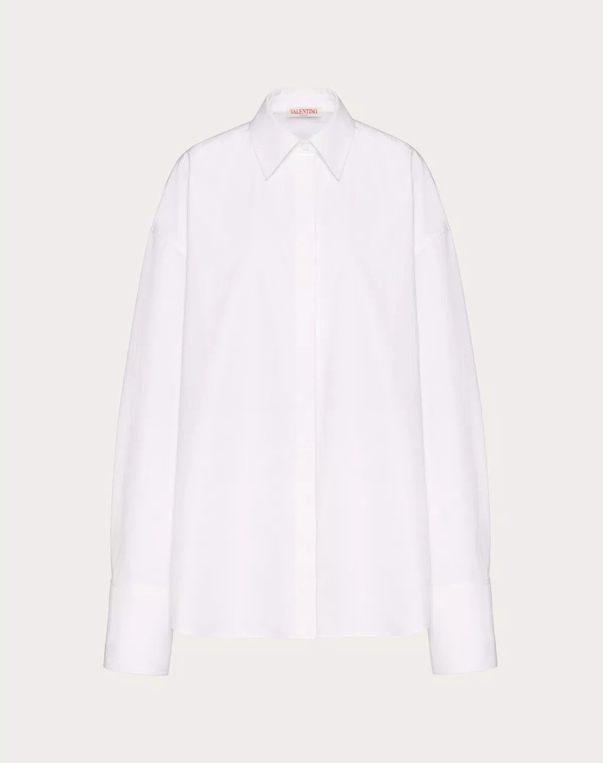 Valentino o1s1wg110625 Compact Popeline Blouse in White Size M / US 6-8 / IT 42-44 - 1 Thumbnail