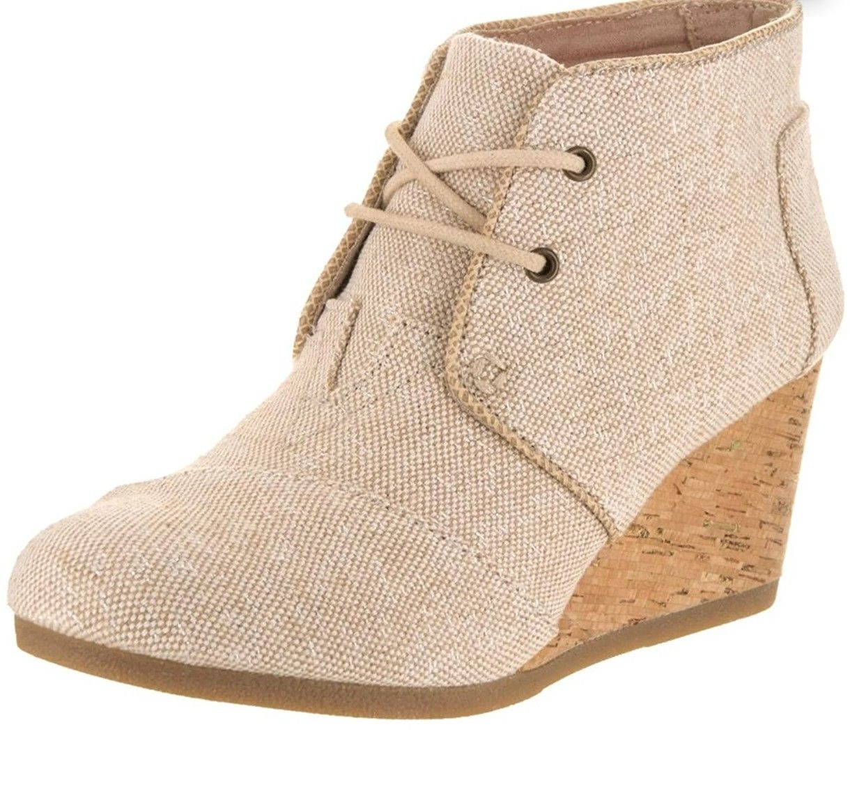 Toms TOMS Wedge Closed Toe Beige Canvas Booties Size Women's 7 Size US 7 / IT 37 - 1 Thumbnail
