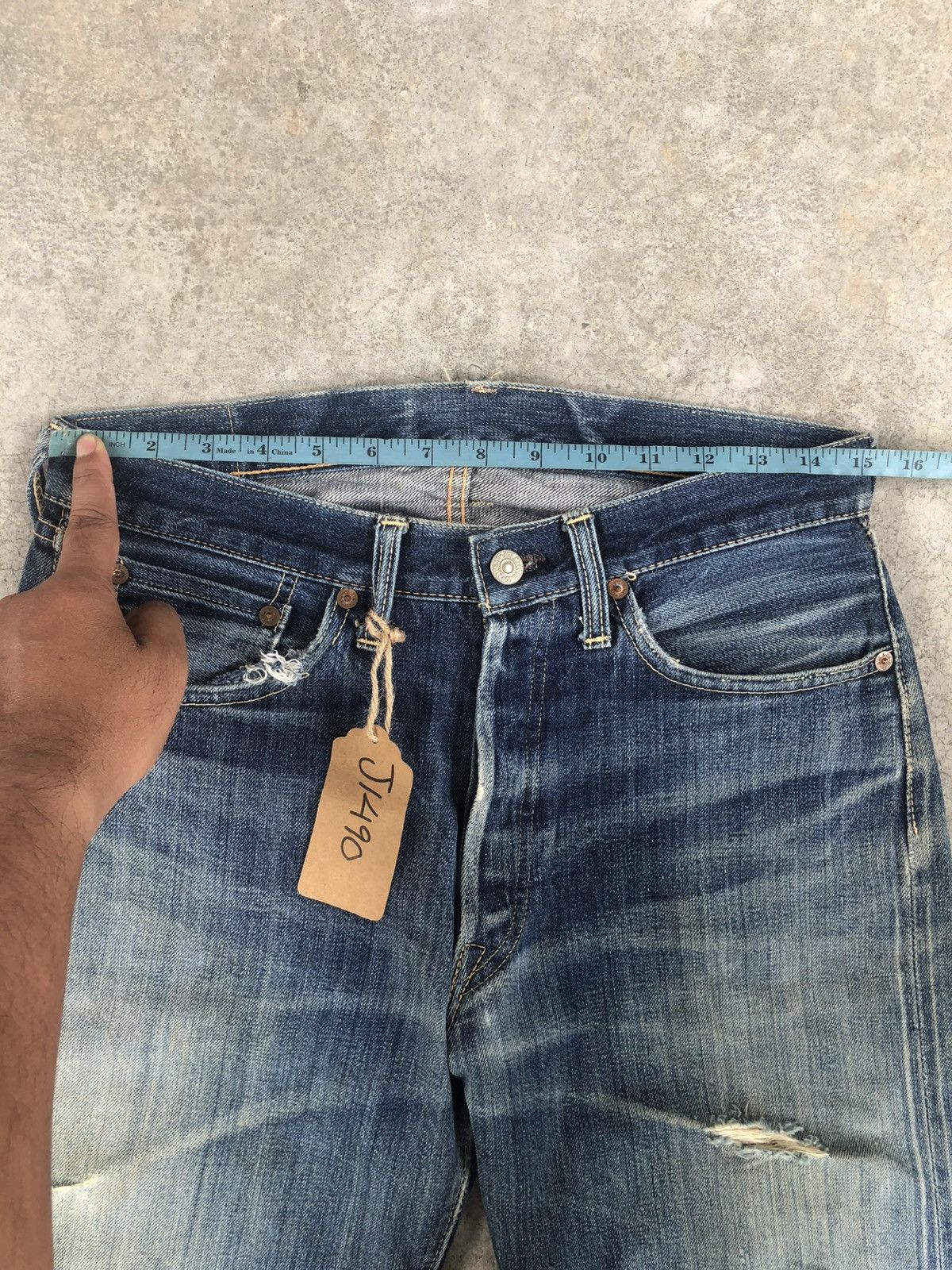 The Real McCoy's Joe Mccoy 906 Selvedge Denim Mudwash Distressed Ripped Size US 30 / EU 46 - 25 Thumbnail