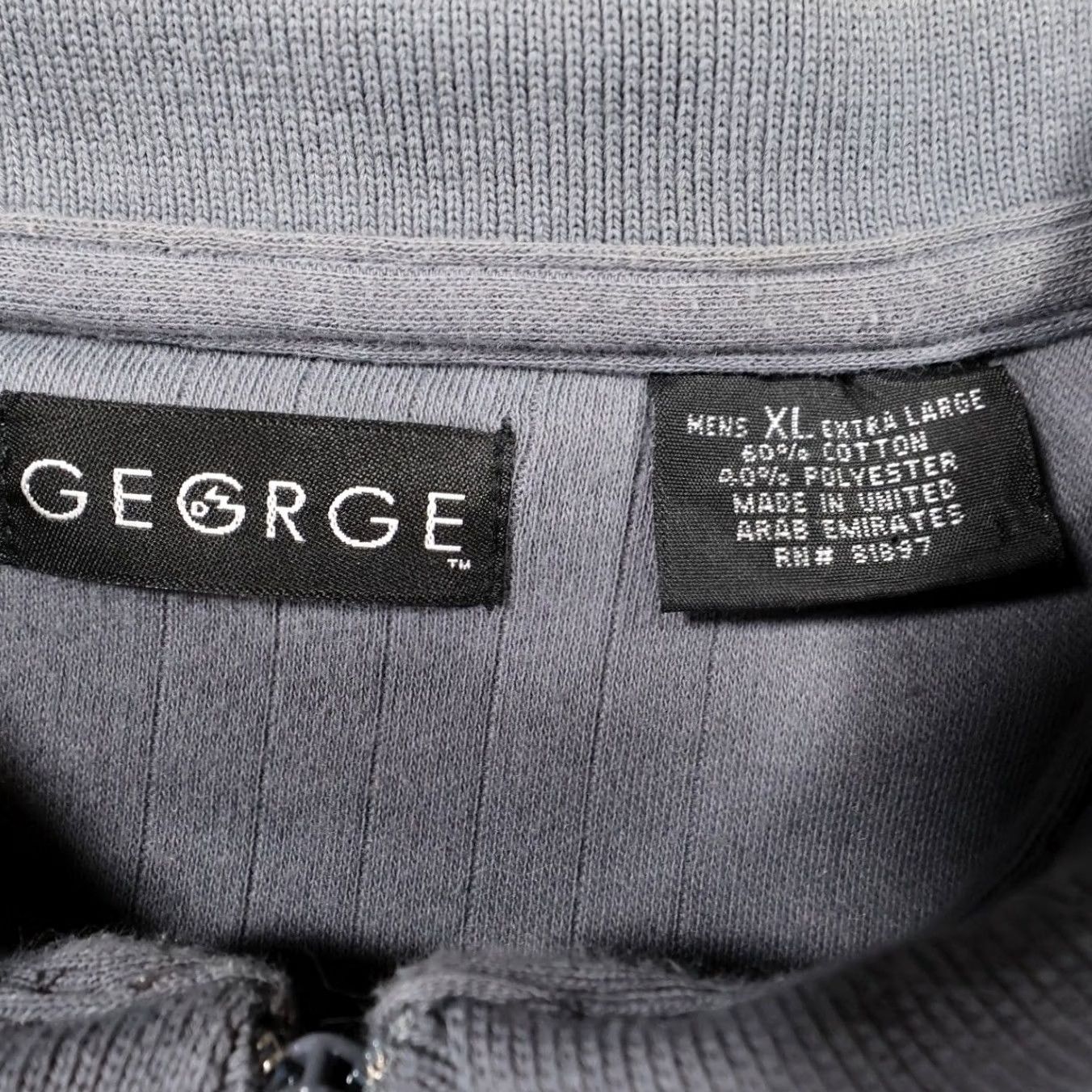 George George Polo Shirt Mens XL Gray Quarter Zip Short Sleeve Ribbed Texture Excellent Size US XL / EU 56 / 4 - 4 Thumbnail