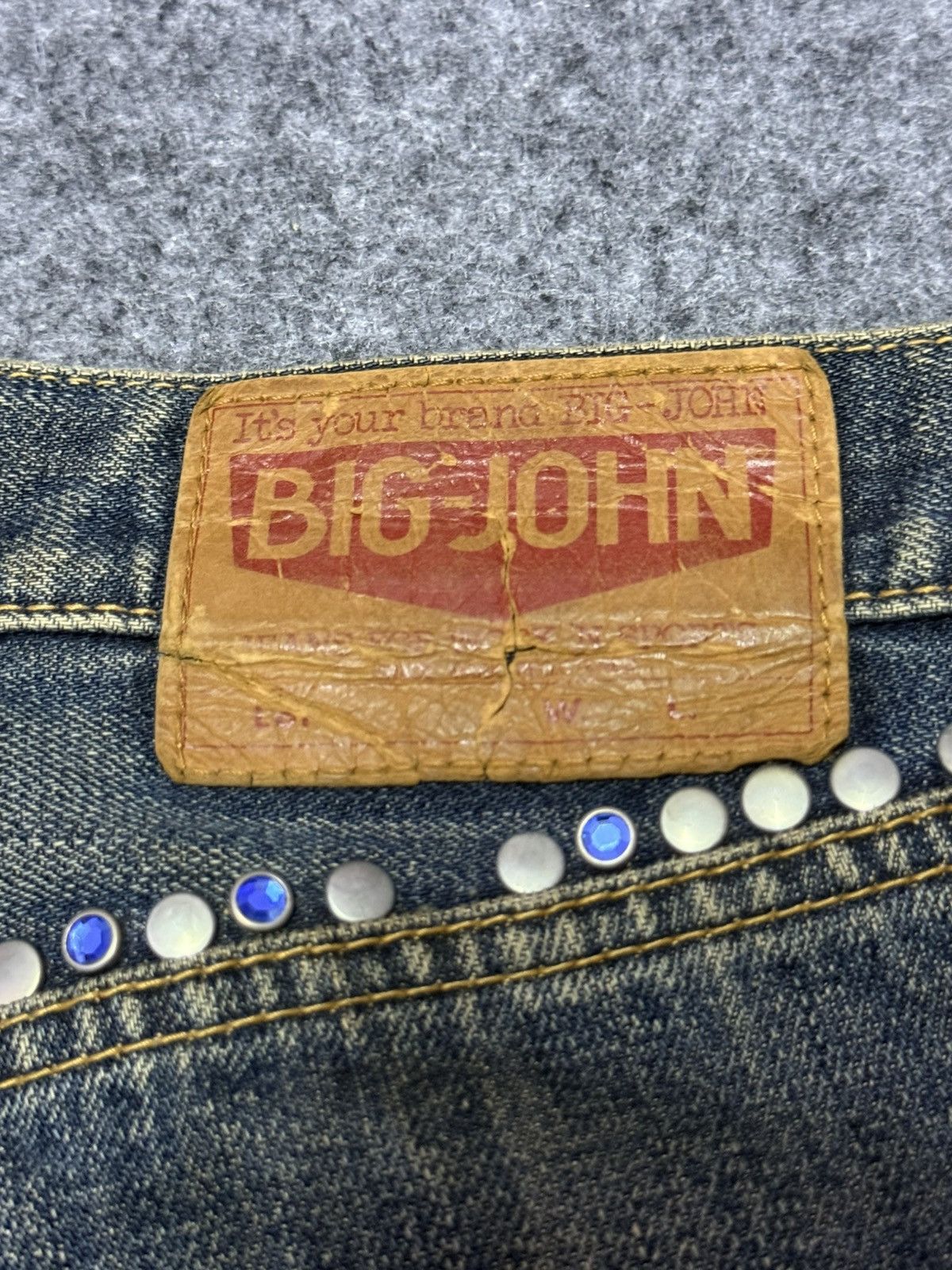 Big John × Edwin × Japanese Brand 90s Big John Studded Gemstone Tribal Flame Mud Wash Jeans Size US 30 / EU 46 - 19 Thumbnail