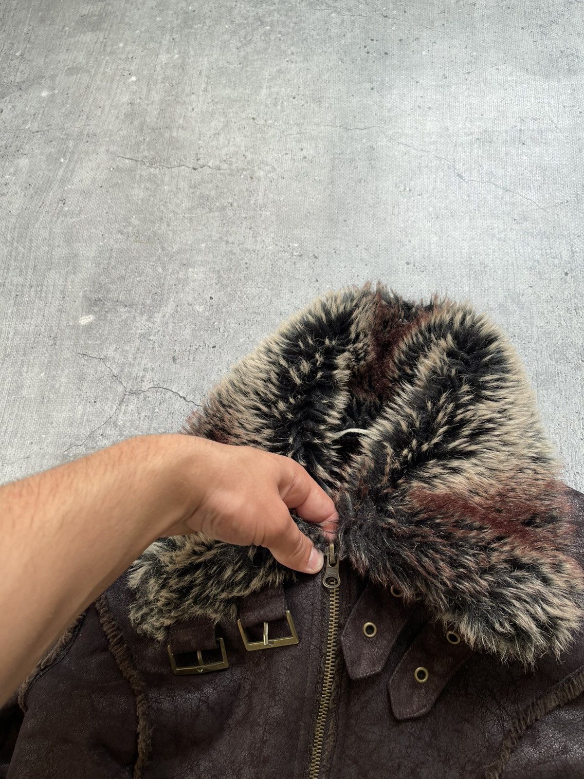 Japanese Brand Vintage If Six Was Nine Style Leather Ribbed Faux Fur Jacket Size L / US 10 / IT 46 - 5 Thumbnail
