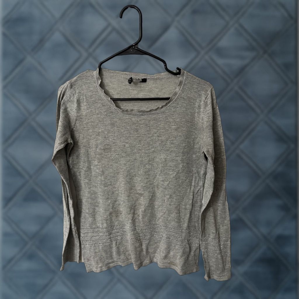 Apt. 9 Apt 9 Sweater Women's Medium Grey Knit Long Sleeve Crew Neck Cotton Acrylic Size M / US 6-8 / IT 42-44 - 1 Thumbnail