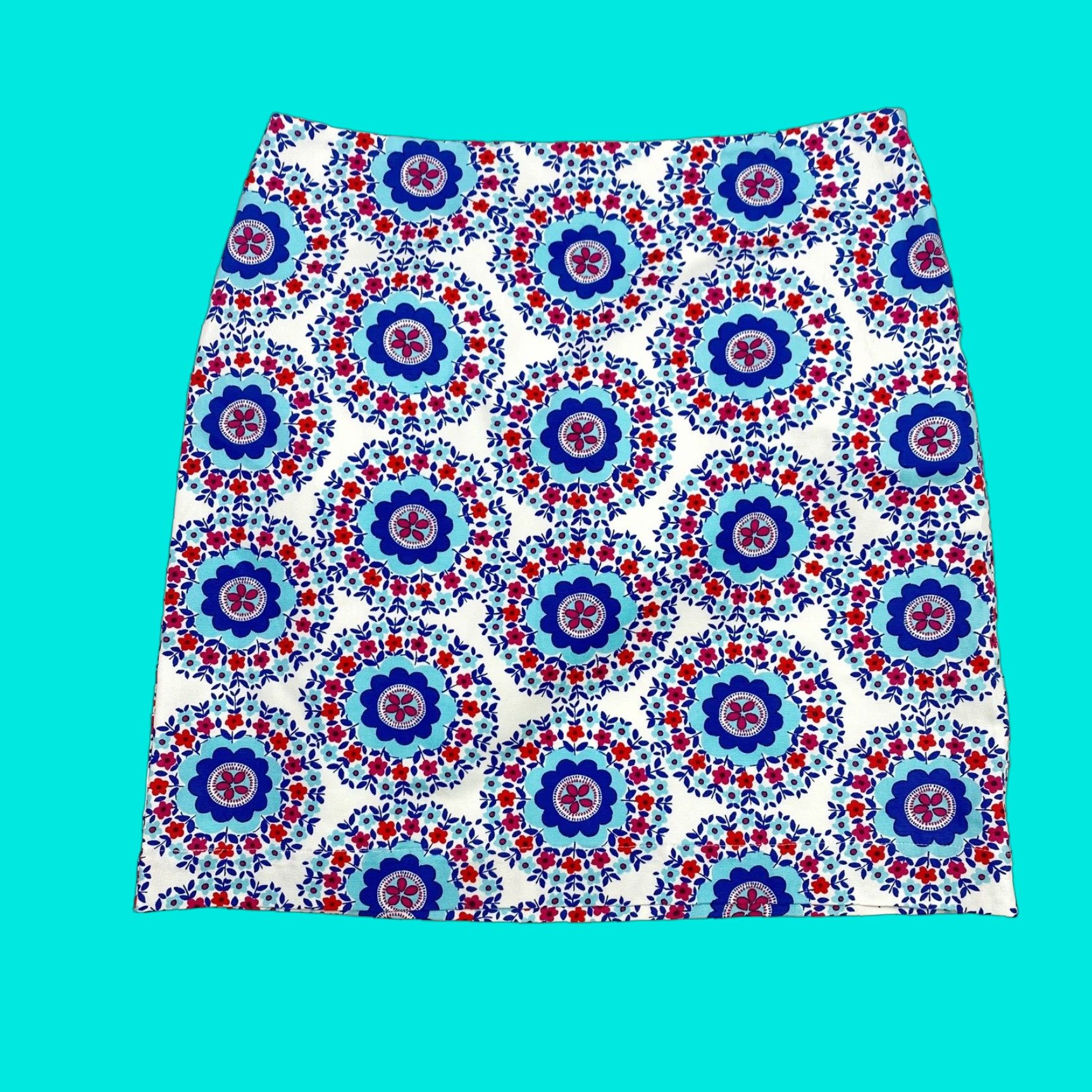 Talbots Womens Floral Pencil Skirt Size 10 White Blue New NWT
