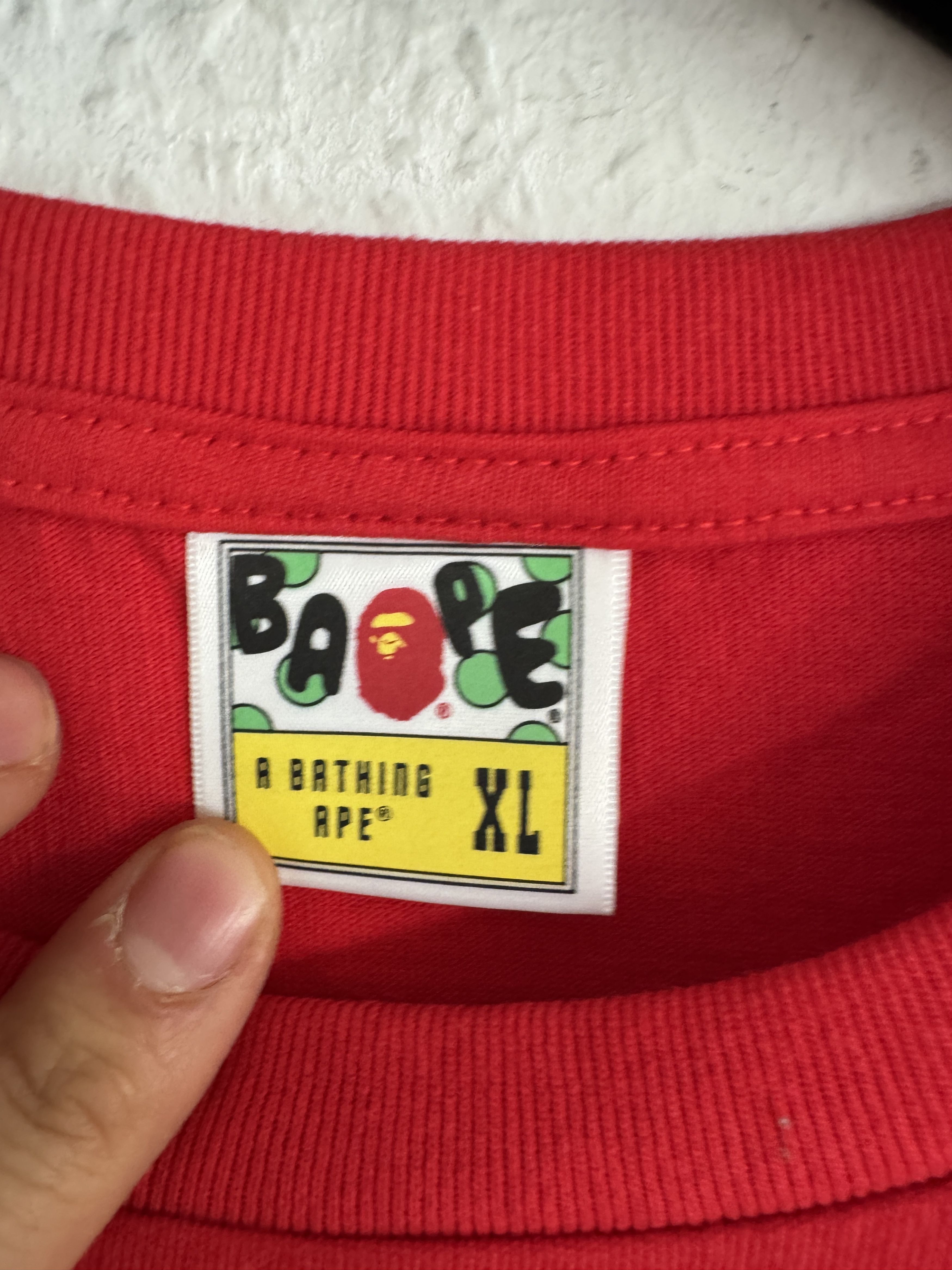 Bape Red Embroidered Pocket Tee Size US XL / EU 56 / 4 - 4 Thumbnail