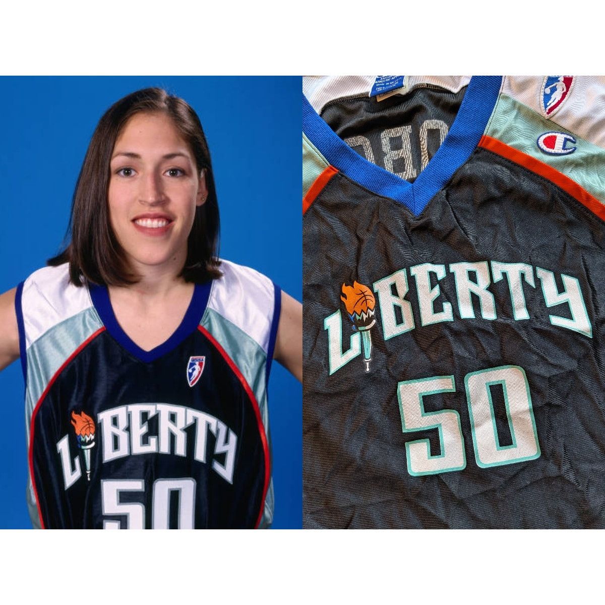 Champion × NBA Rebecca LOBO #50 90s New York Liberty jersey XL WNBA vintage Size US XL / EU 56 / 4 - 1 Thumbnail