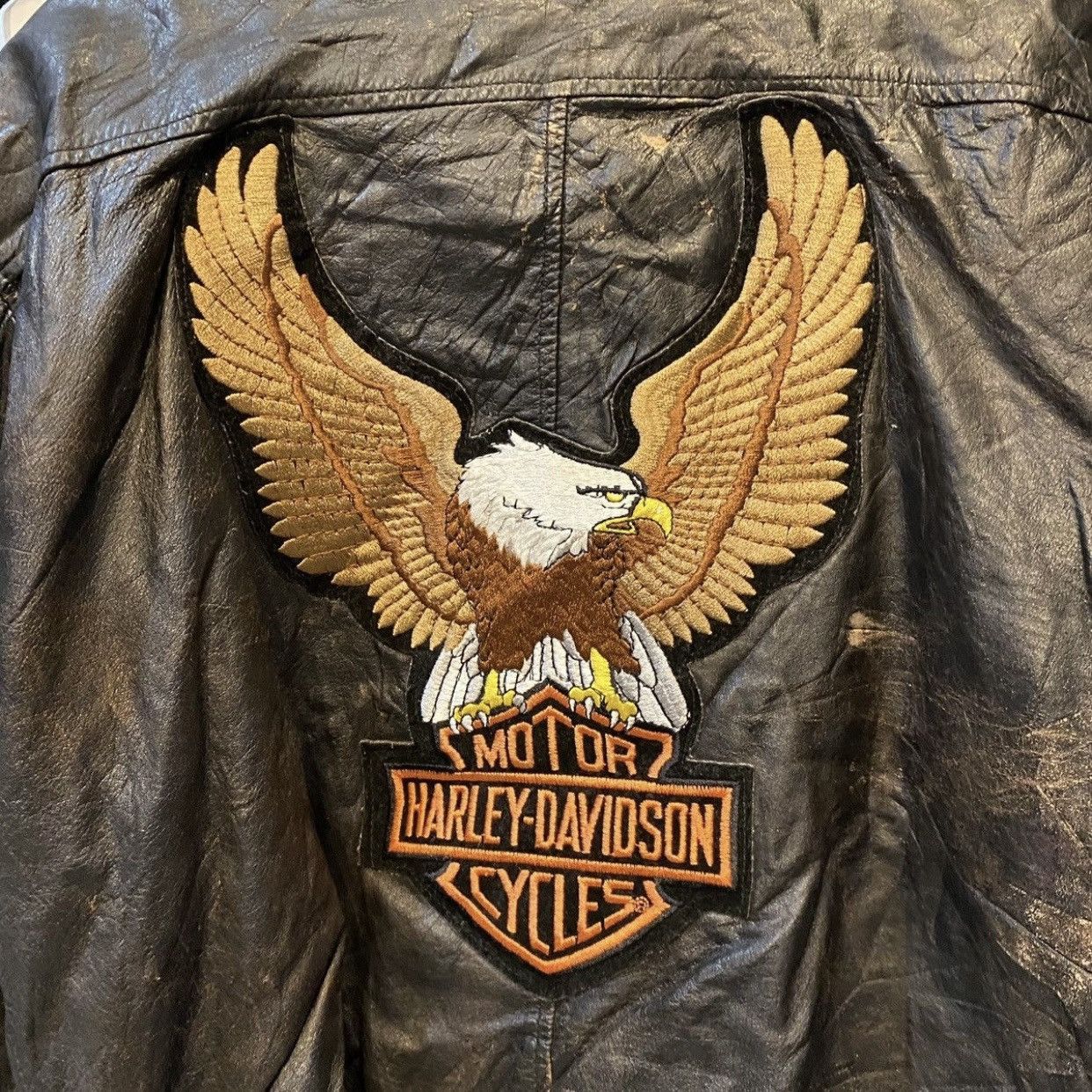 Harley Davidson RareVINTAGE Harley Davidson Distressed Bomber Leather Jacket Size US M / EU 48-50 / 2 - 6 Thumbnail