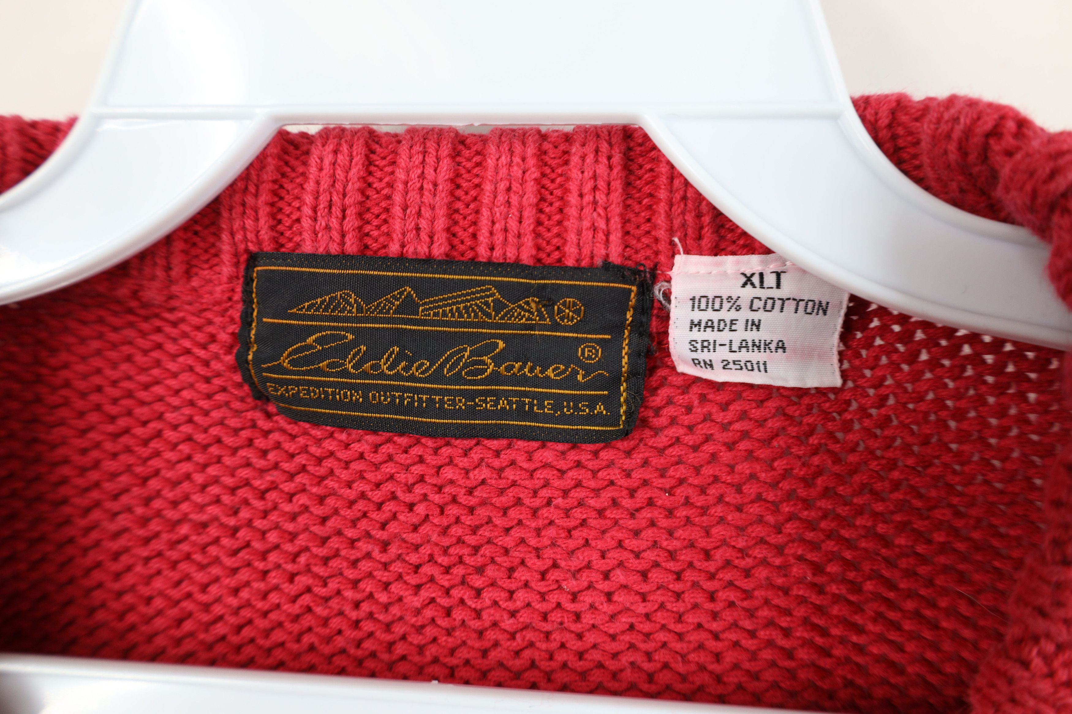 Eddie Bauer Vintage 90s Eddie Bauer Cotton Knit Crewneck Sweater Red Size US XL / EU 56 / 4 - 5 Thumbnail