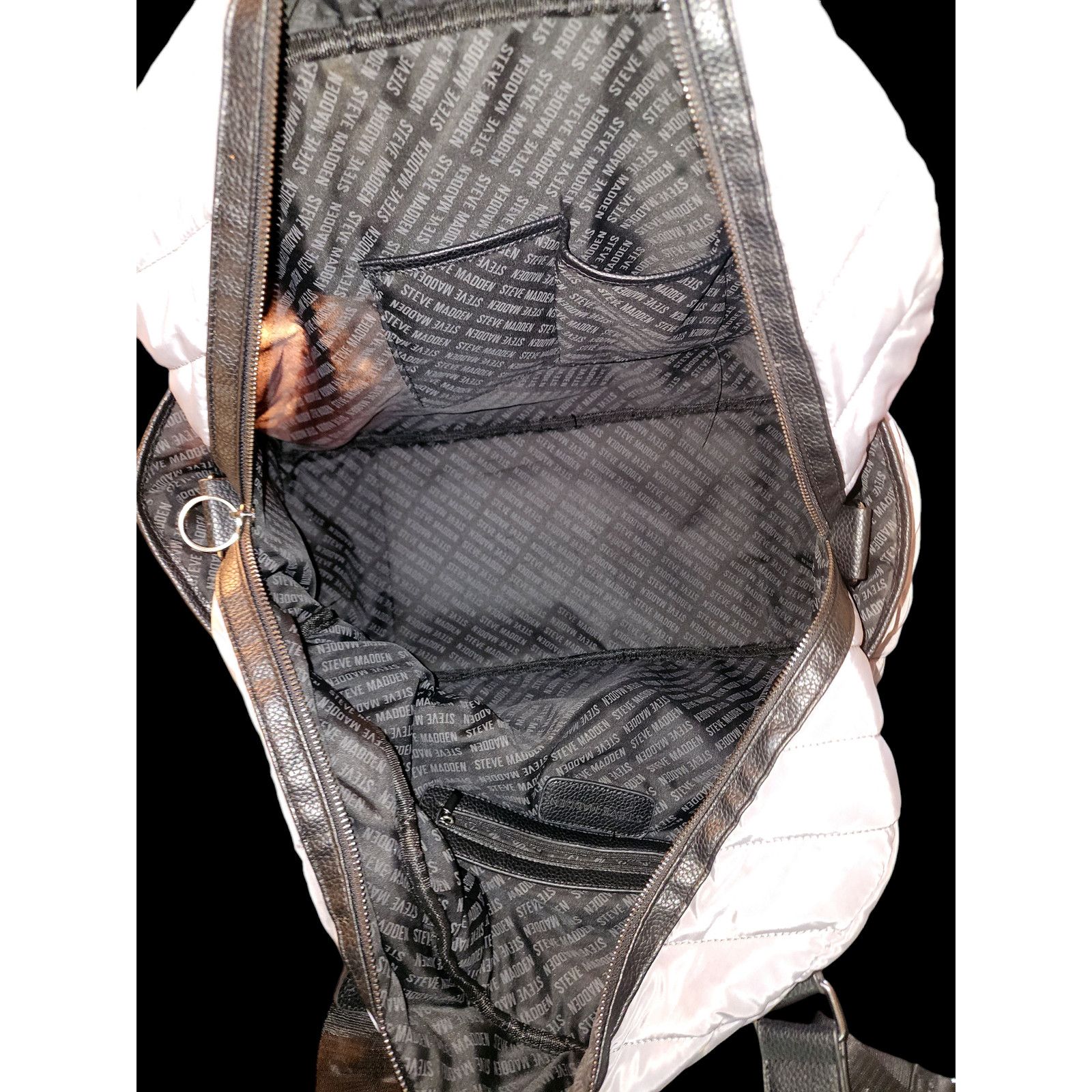 Steve Madden Steve Madden large gray black duffle polyester faux-leather Size ONE SIZE - 3 Thumbnail