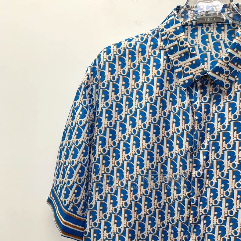 Dior Dior Blue logo jacquard full print mulberry silk lapel sin Size US XXS / EU 40 - 3 Thumbnail