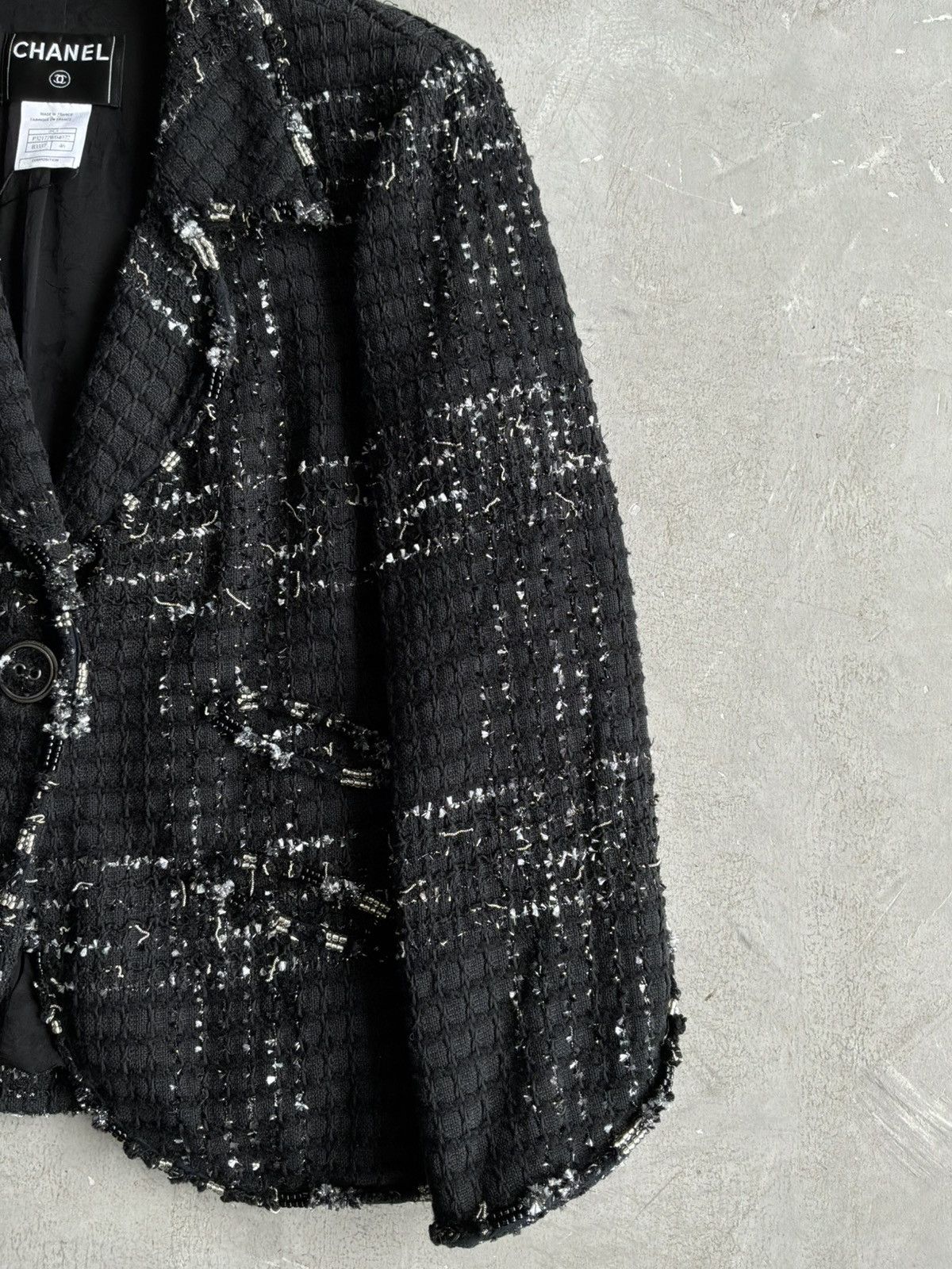 Chanel 2008 Chanel - Single Button Black Tweed Blazer Size XL / US 12-14 / IT 48-50 - 4 Thumbnail