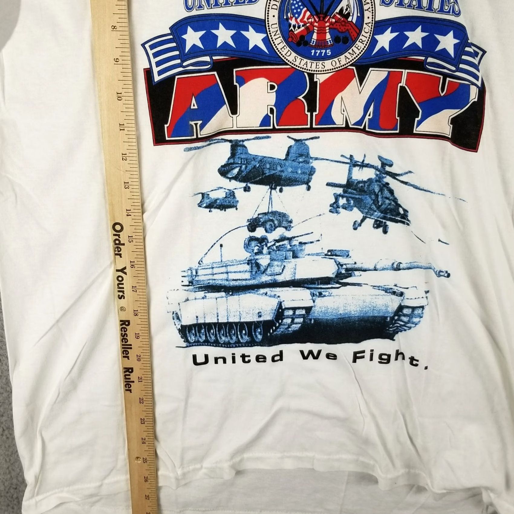 Gildan VINTAGE United We Fight Men T-Shirt XL White Sept 11 Army Recruit tee Helicopter Size US XL / EU 56 / 4 - 5 Thumbnail