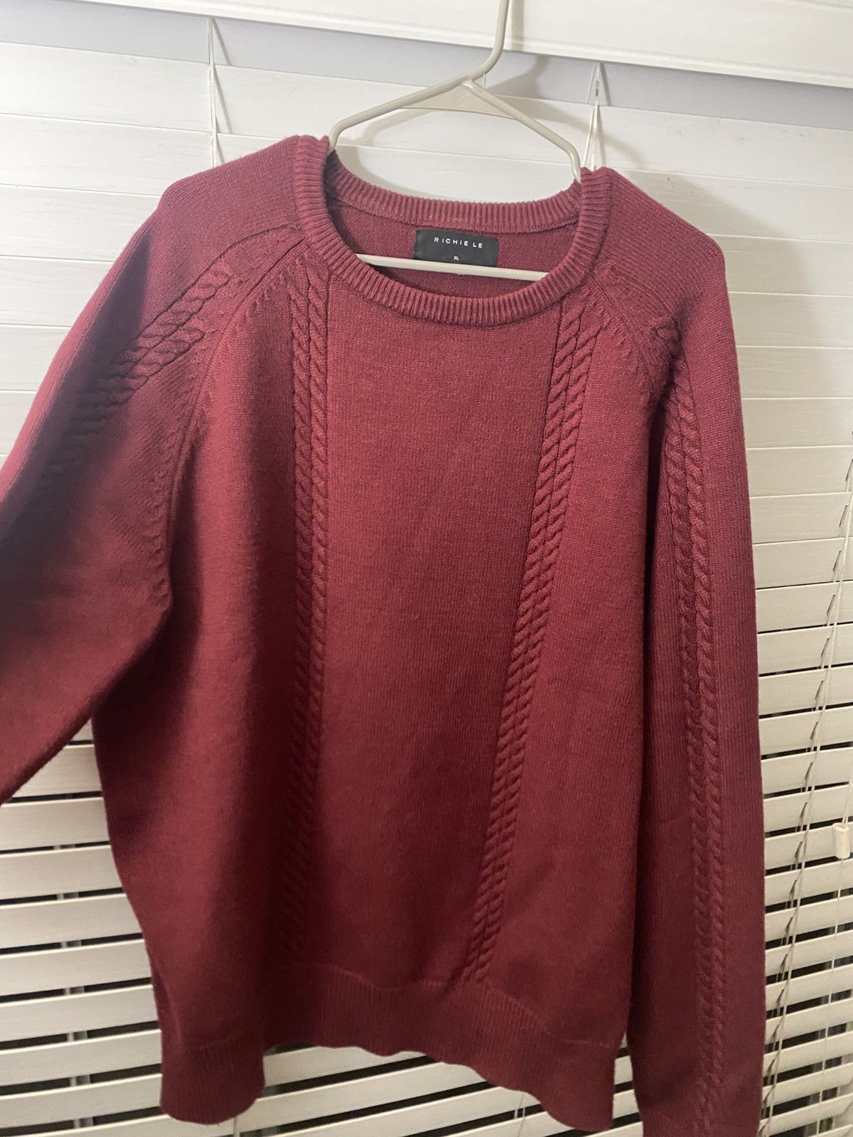 Richie Le Collection Richie Le Cable Knit Sweater Maroon Size US XL / EU 56 / 4 - 1 Thumbnail