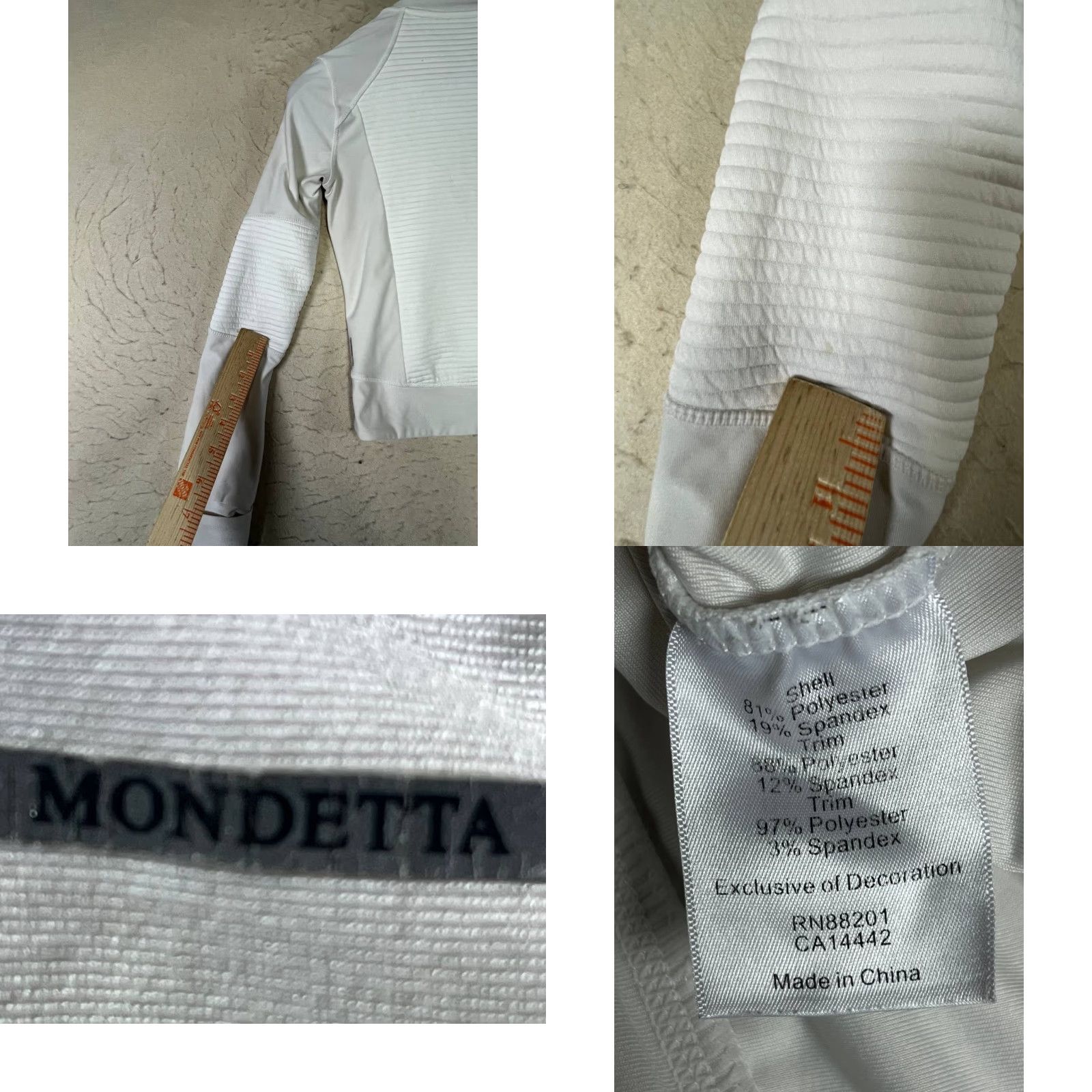 Vintage Mondetta White Full Zip Moto Style Jacket XS Women Regular See Pics Size XS / US 0-2 / IT 36-38 - 8 Thumbnail