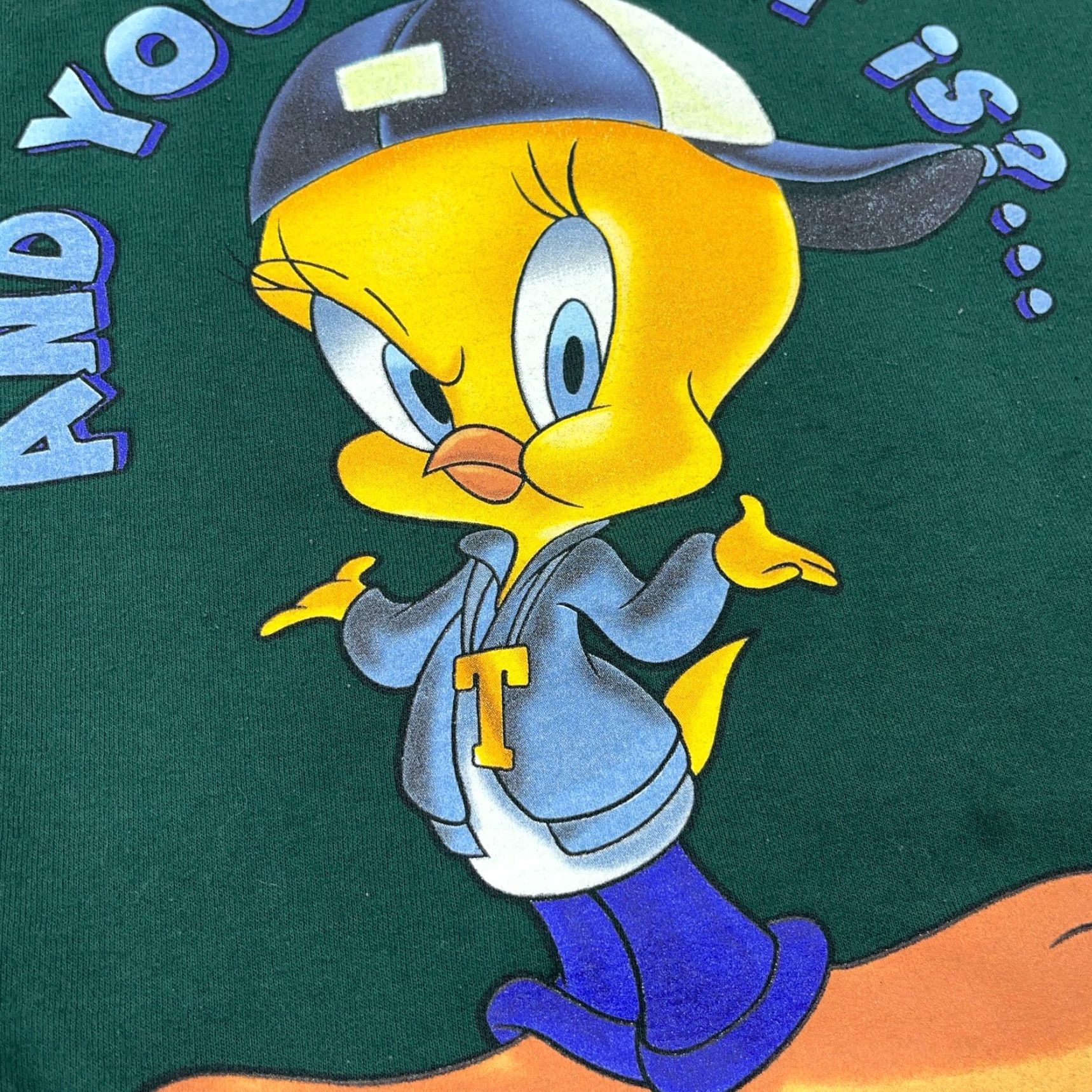 Vintage Looney Tunes Sweatshirt Adult XL Green Crewneck Tweety Retro Logo Graphic Print Casual Pullover Regular Fit Size XL / US 12-14 / IT 48-50 - 5 Thumbnail