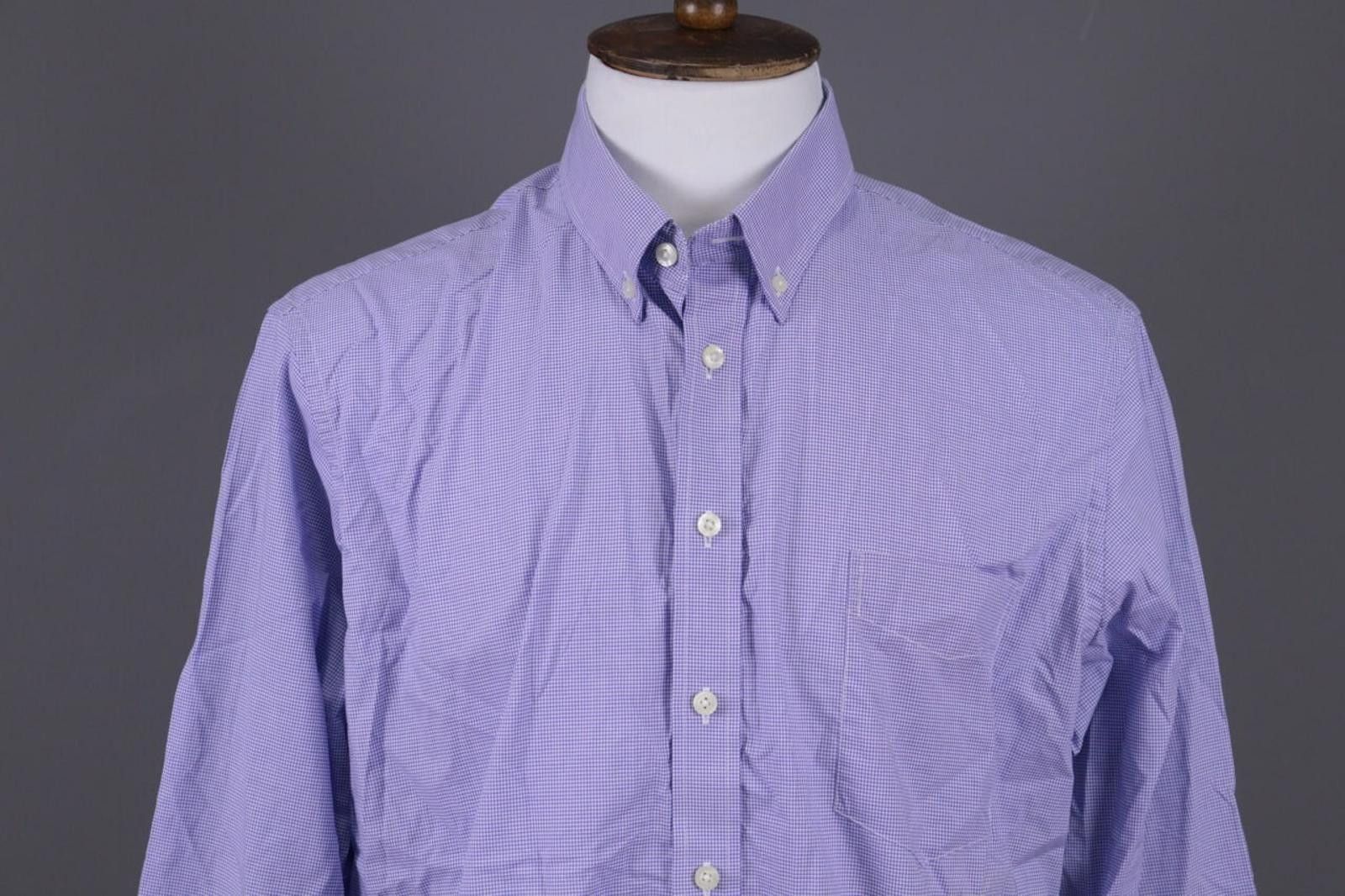Designer Hackett London Blue Check Printed White Shirt Size XXL Size US XXL / EU 58 / 5 - 3 Thumbnail
