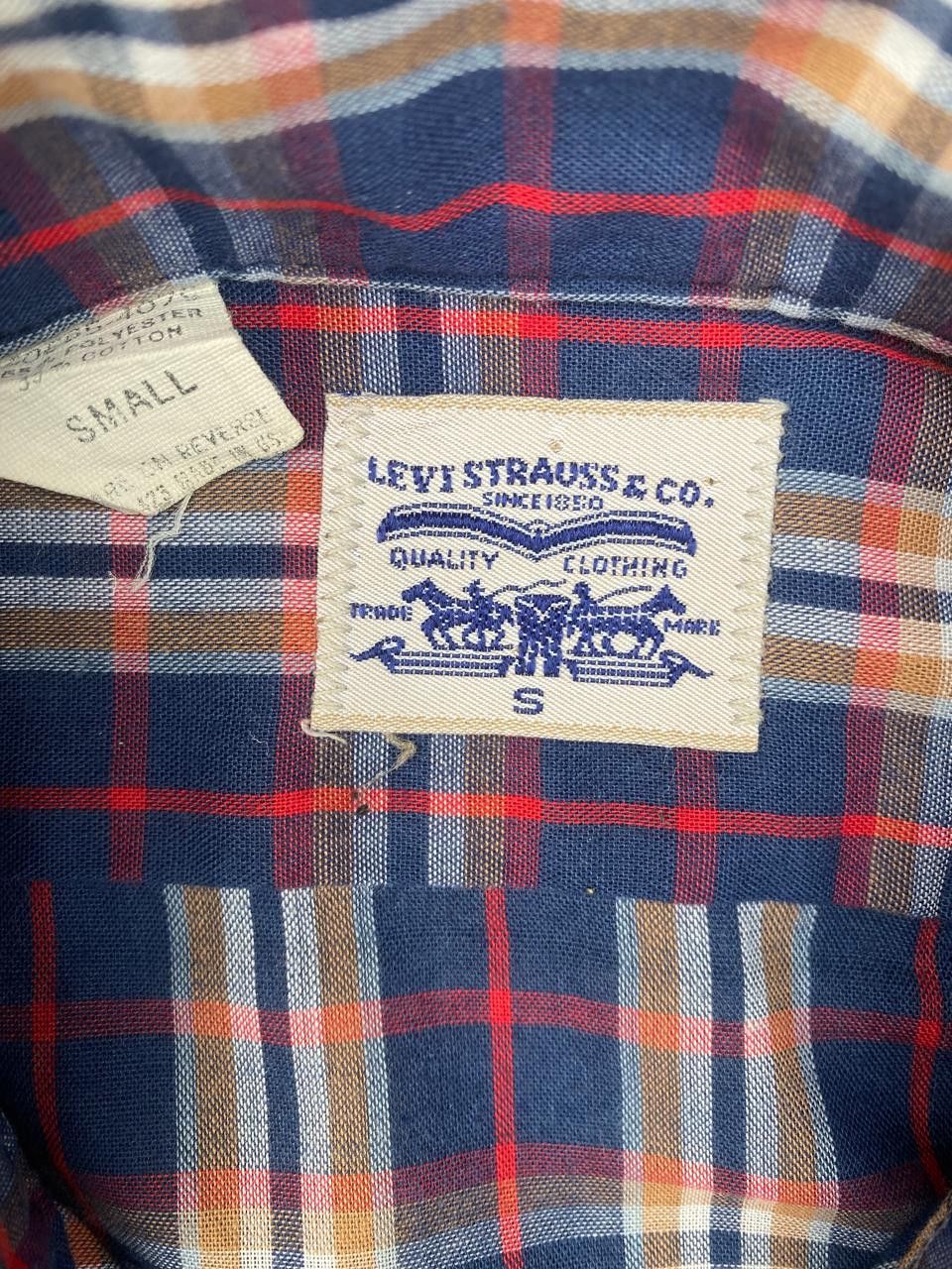 Vintage 80s Levis plaid shirt flap pockets Size US S / EU 44-46 / 1 - 3 Thumbnail