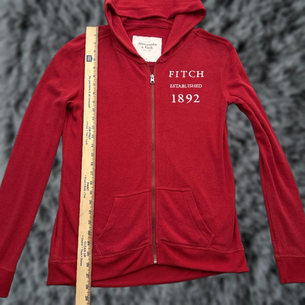 Abercrombie & Fitch VINTAGE Abercrombie & Fitch Full Zip Hoodie Mens M/L Red Cotton Polyester Spell Out Embroidered Zipper Streetwear Grunge 90s/2000s Size US M / EU 48-50 / 2 - 1 Thumbnail