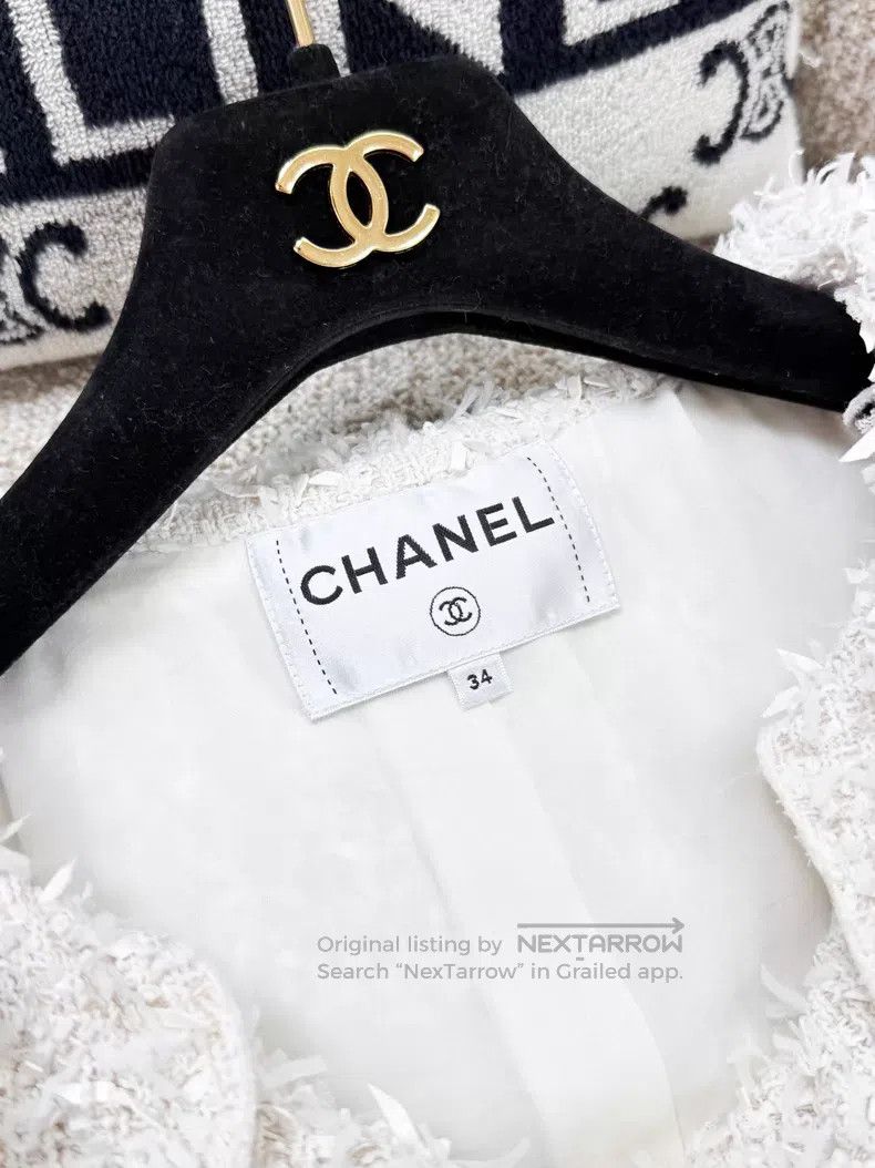 Chanel Chanel White ruffle tassel tweed woven long-sleeved jacket Size XXS / US 00 / IT 34 - 4 Thumbnail
