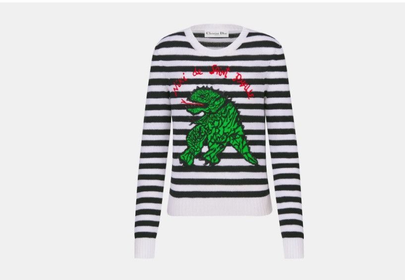 Dior o1w1db10325 414S5 Mariniere Sweater in White & Navy Blue Size XS / US 0-2 / IT 36-38 - 1 Thumbnail
