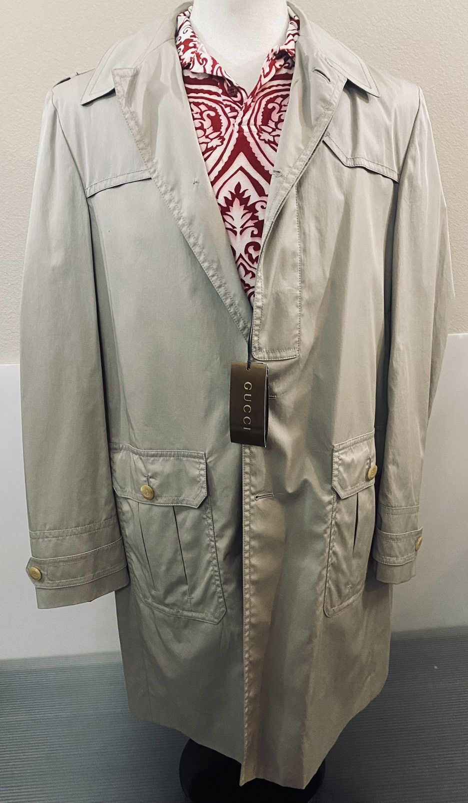 Gucci Gucci 🇮🇹 Stone Khaki Guccissima Lined Mackintosh Coat 48 NWT Size US M / EU 48-50 / 2 - 1 Thumbnail