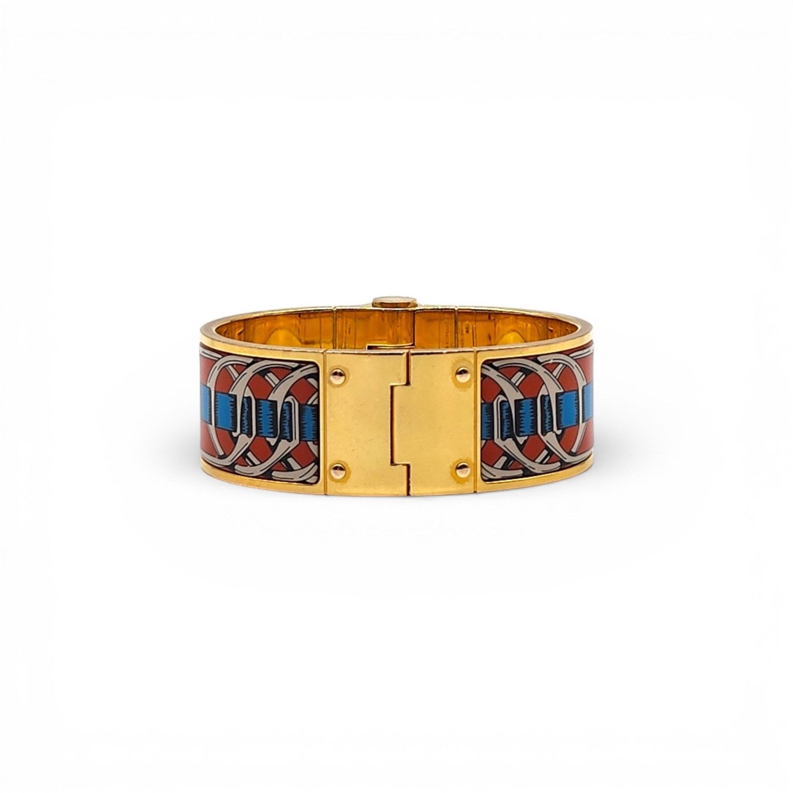 Hermes Charnière Uni Bracelet Gold-Tone Enamel Made in France Size ONE SIZE - 2 Thumbnail
