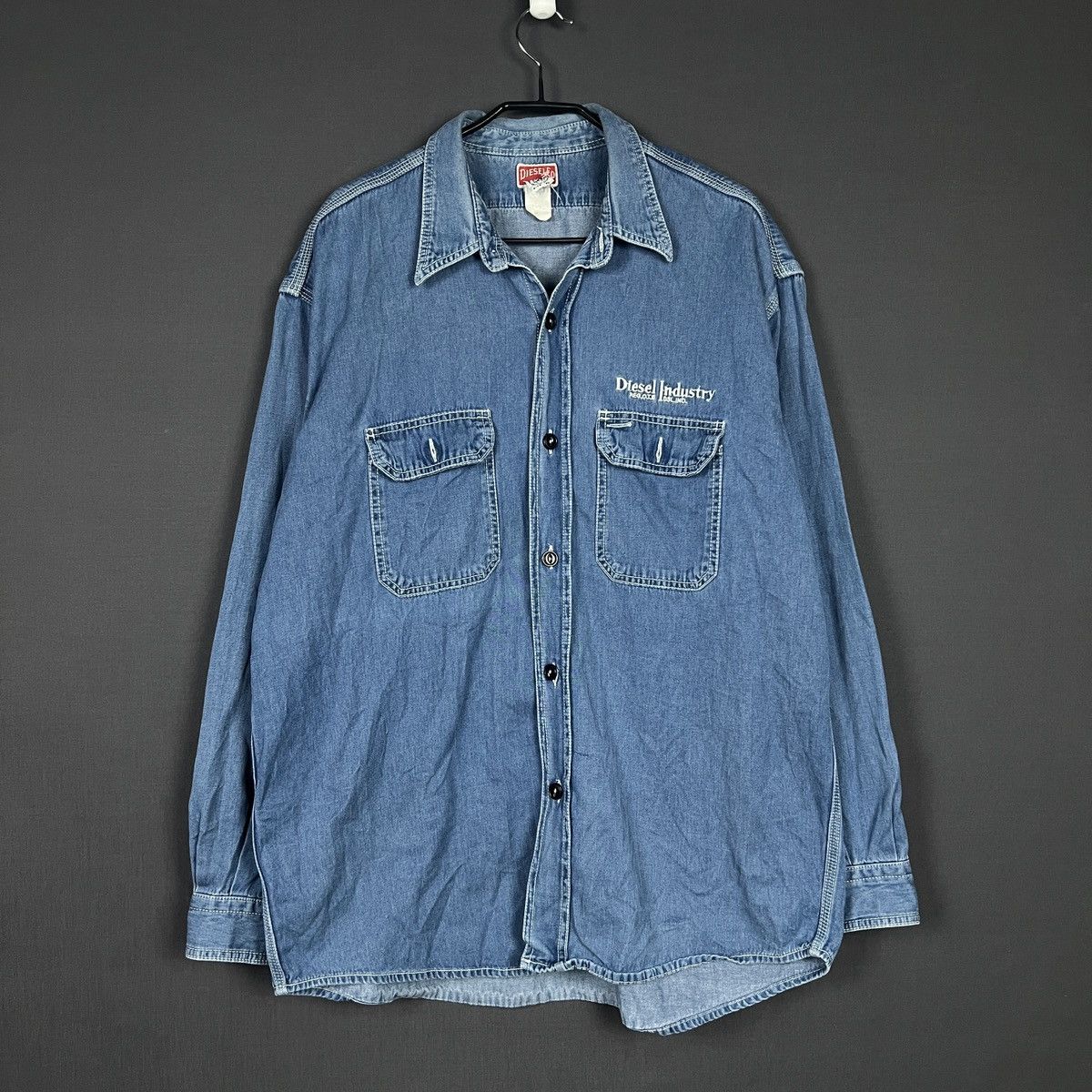 Diesel Vintage 90s Diesel Industry Denim Workwear Logo Shirt XL Size US XL / EU 56 / 4 - 1 Thumbnail