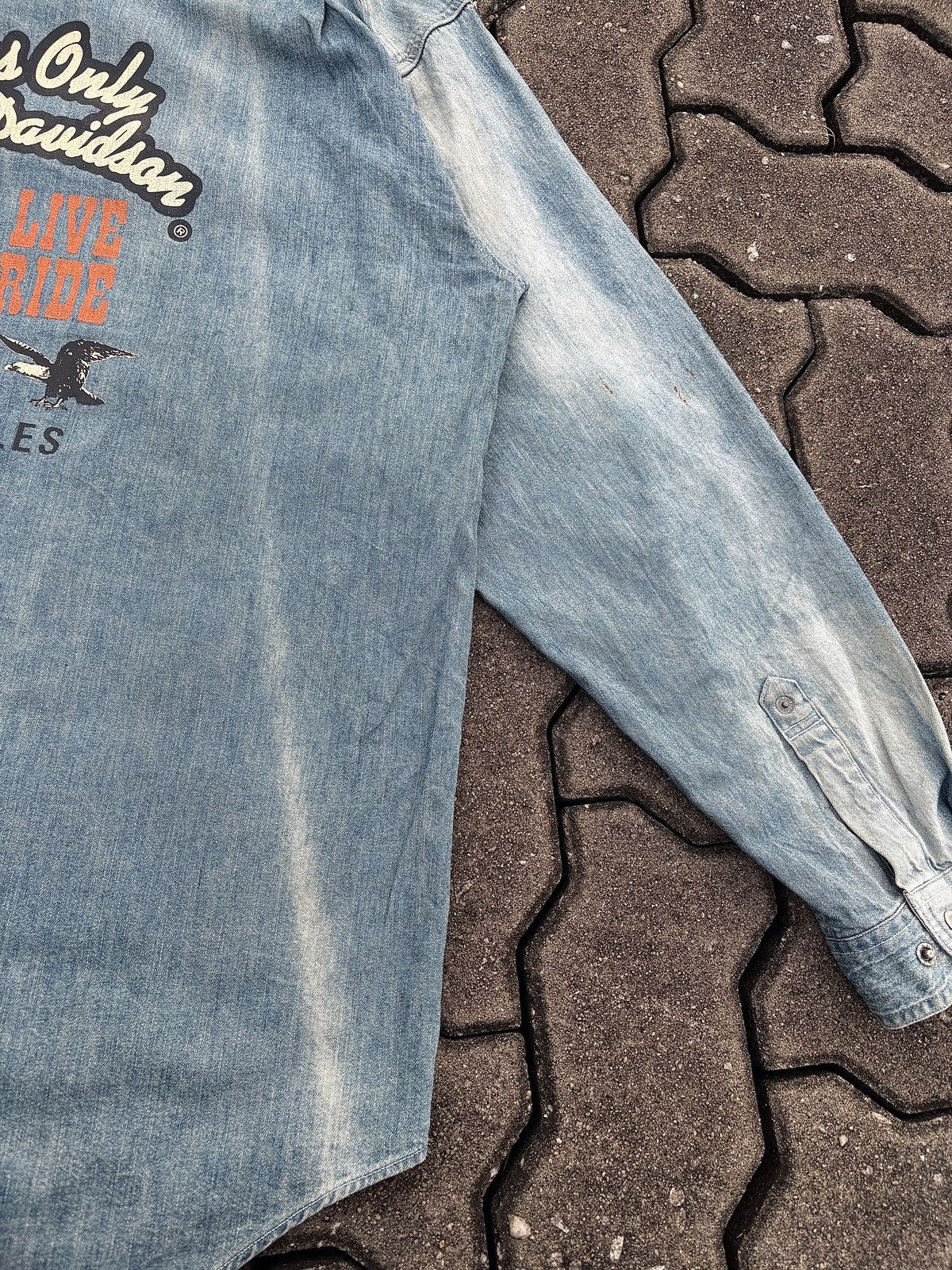 Harley Davidson Vintage Harley-Davidson Biker Denim Shirt Rider Size US XL / EU 56 / 4 - 4 Thumbnail