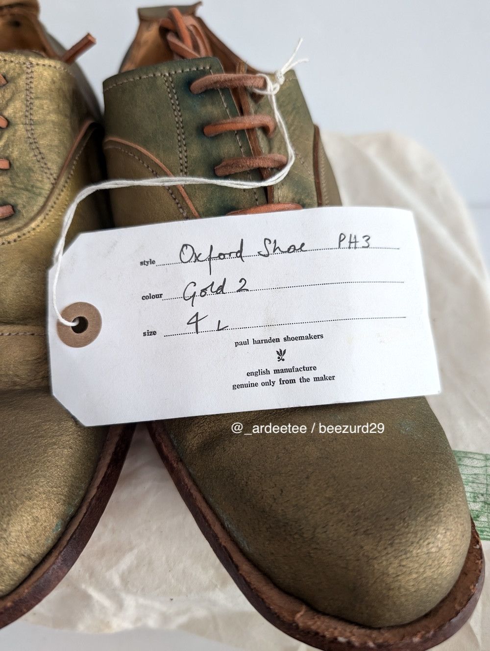 Paul Harnden Shoemakers *NEW* GOLD 2 LEATHER LACED OXFORDS 4L Size US 6.5 / IT 36.5 - 7 Thumbnail