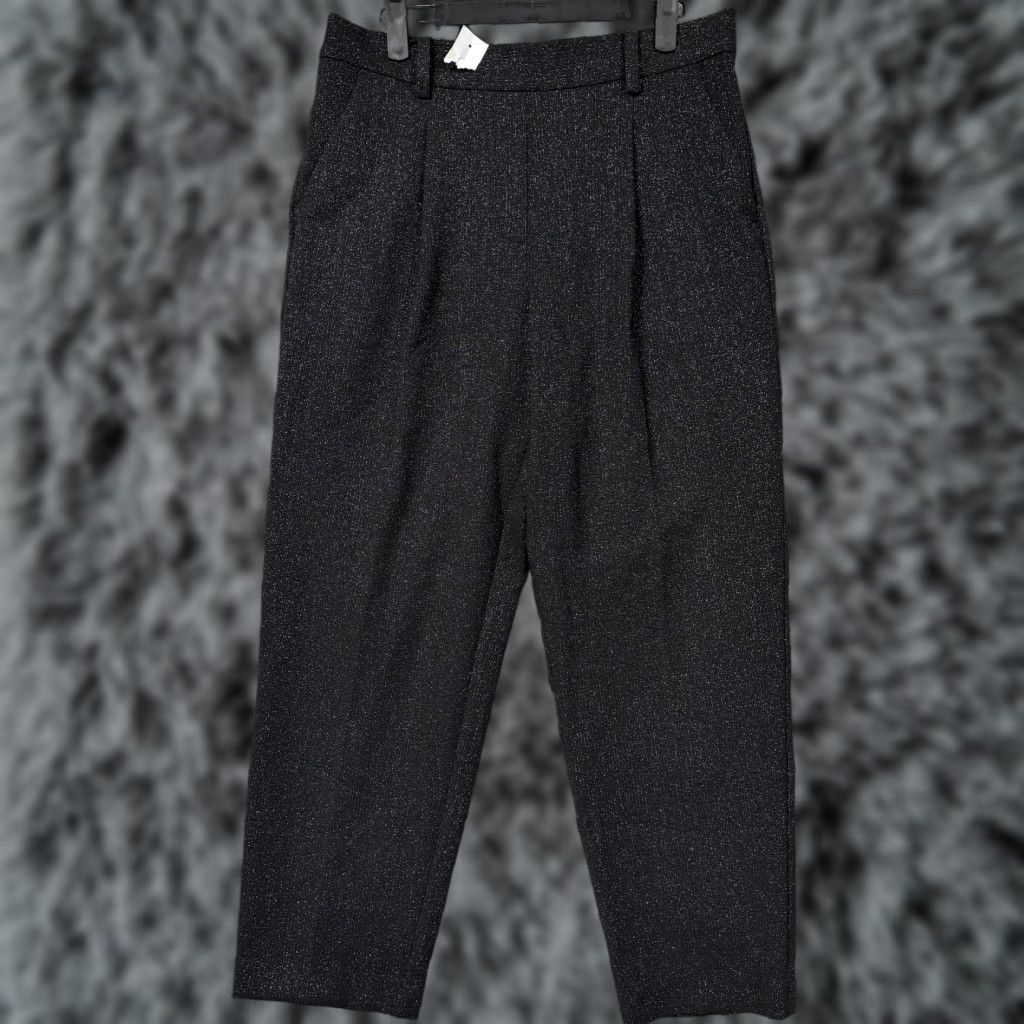 Loft LOFT Pants Medium Black Silver Sparkle Ankle Dressy Business Casual Party Glam Size 32" / US 10 / IT 46 - 1 Thumbnail