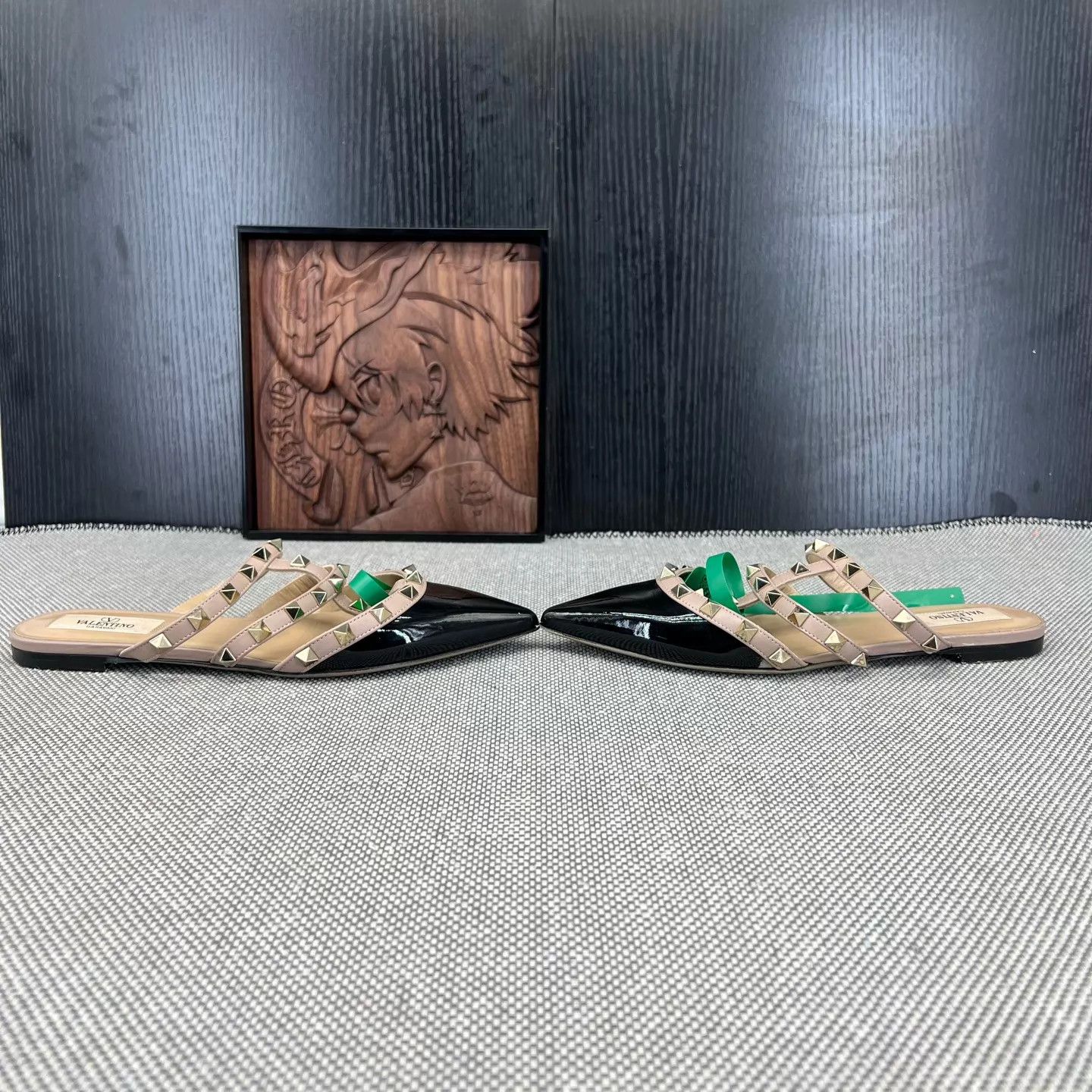 Valentino Valentino Rockstud Flat Black 36 Worn Size US 5.5 / IT 35.5 - 2 Thumbnail