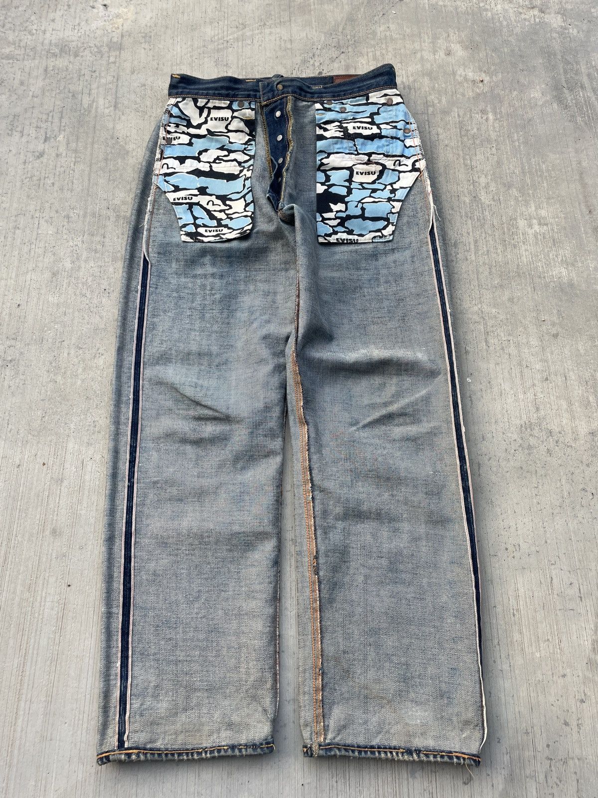 Evisu VINTAGE 90s EVISU SELVEDGE DENIM RED DAICOCK Size US 29 - 7 Thumbnail