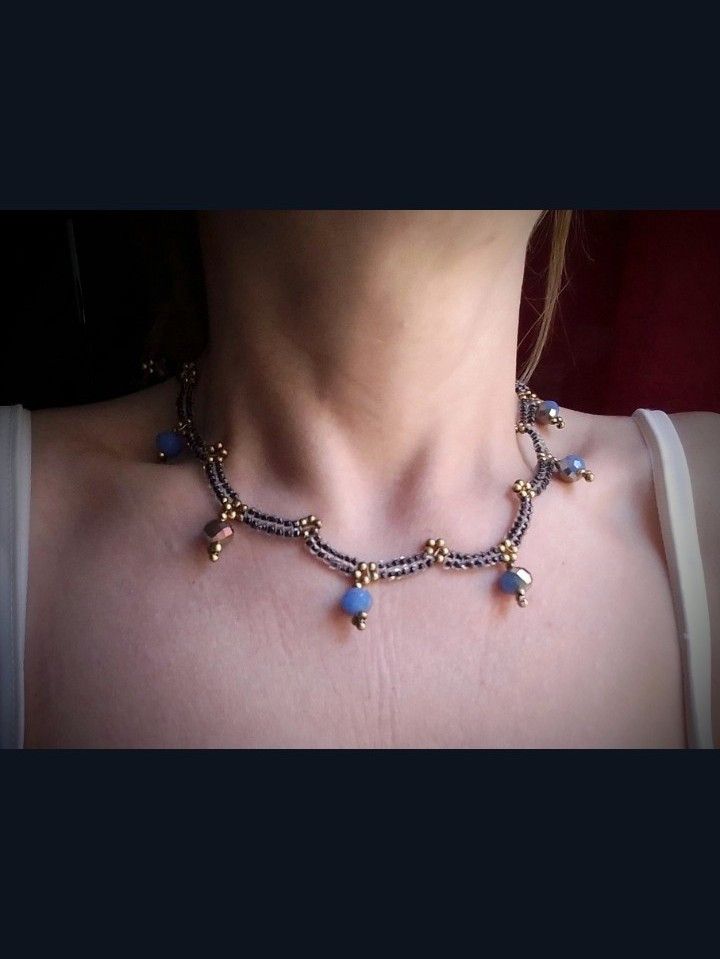 Handmade Necklace Black Blue Fine Crystals Pendants Elegant Size ONE SIZE - 6 Thumbnail